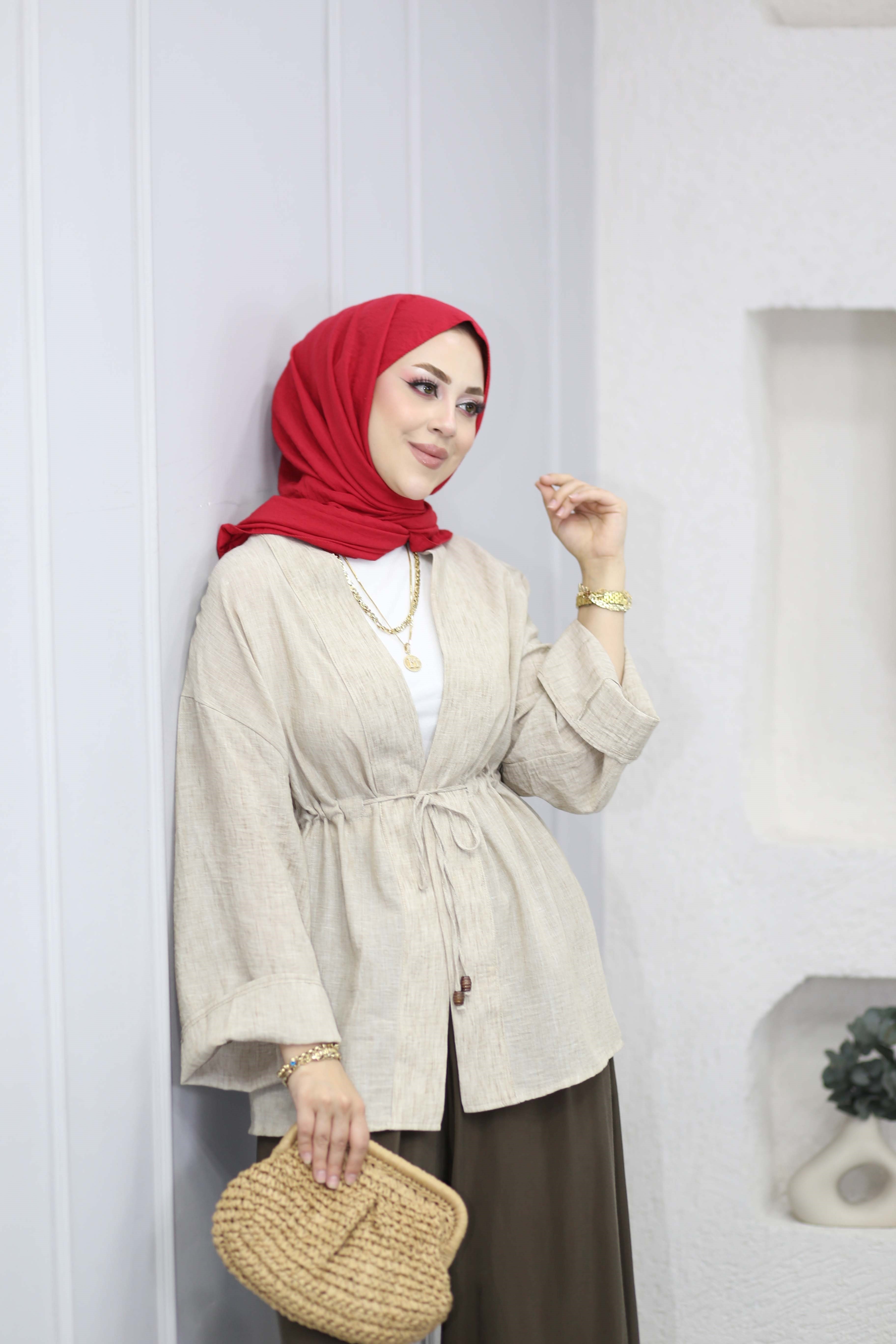 Beli Tünelli Kimono Natürel 2066
