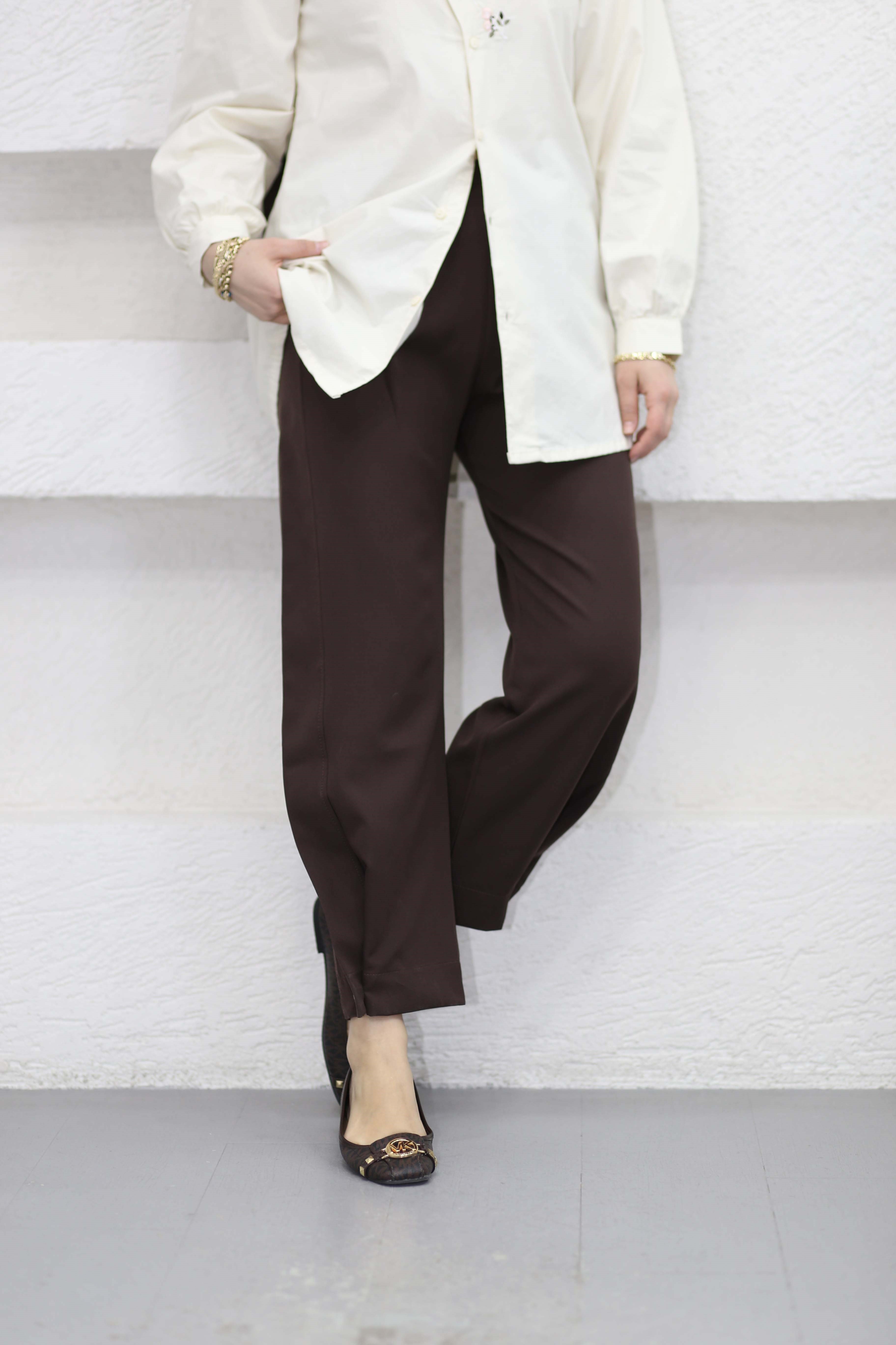 Düğme Detaylı Havuç Pantolon Kahverengi 1618