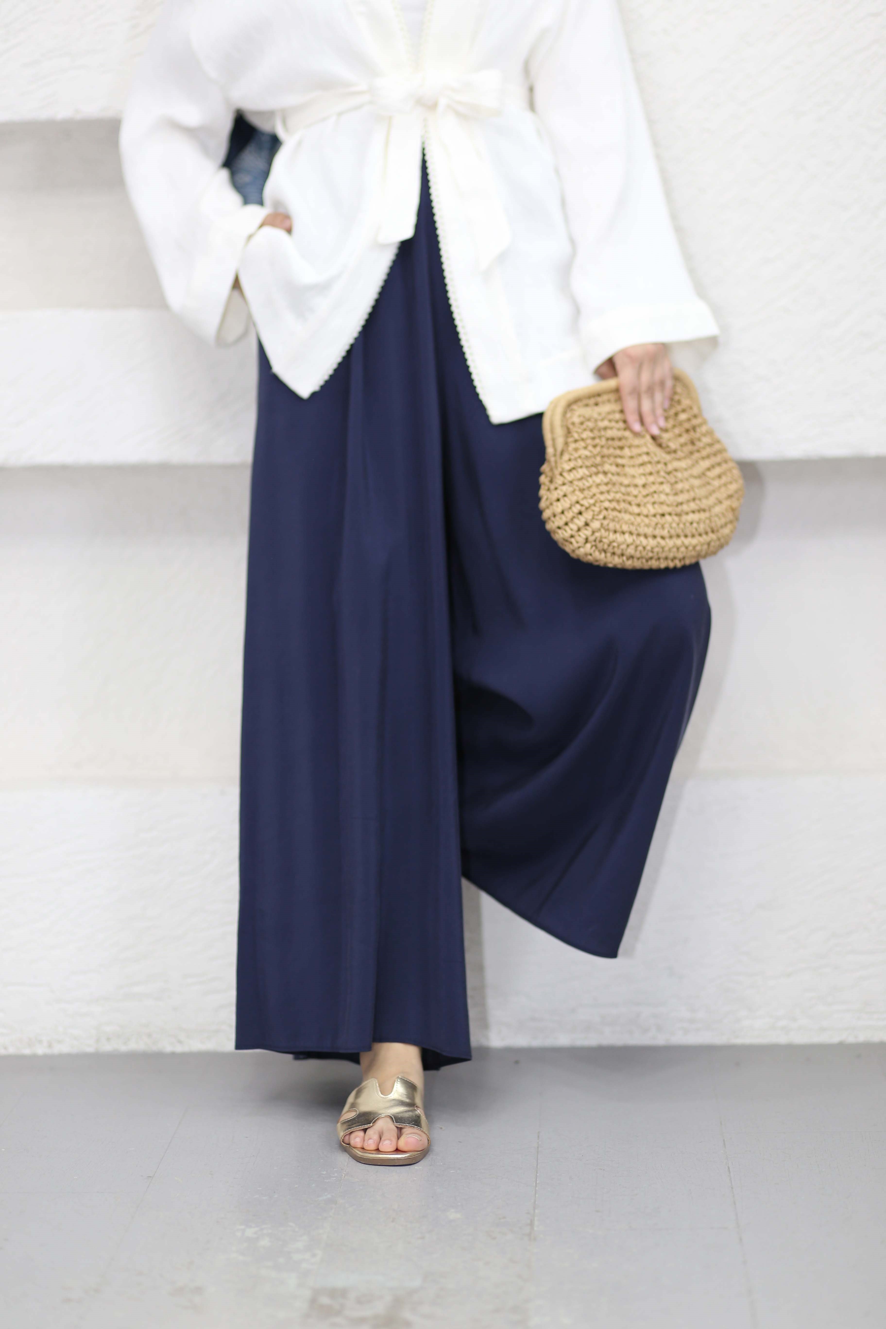 Bol Paça Tencel Pantolon Lacivert 26083
