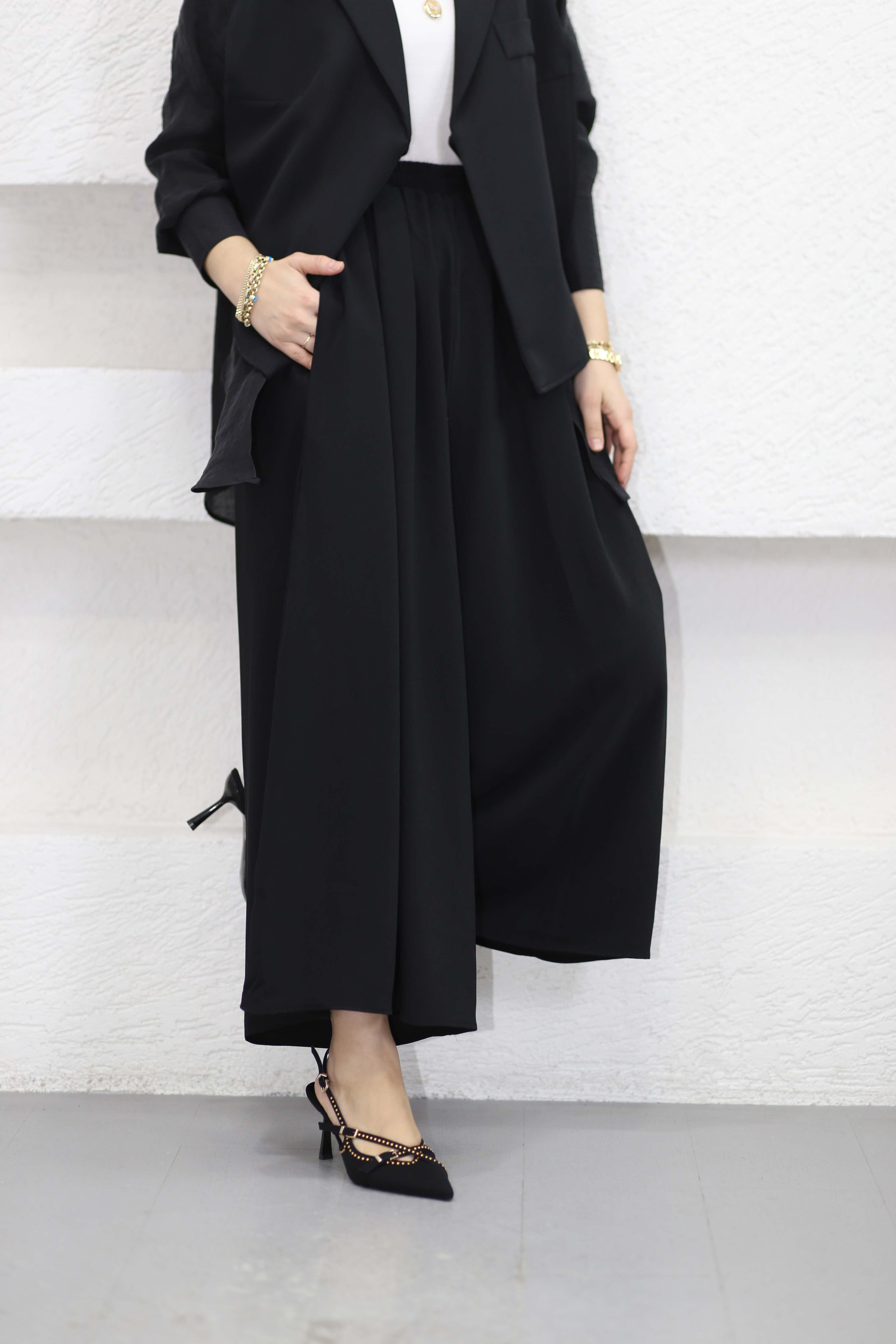 Palazzo pantolon Siyah 1608