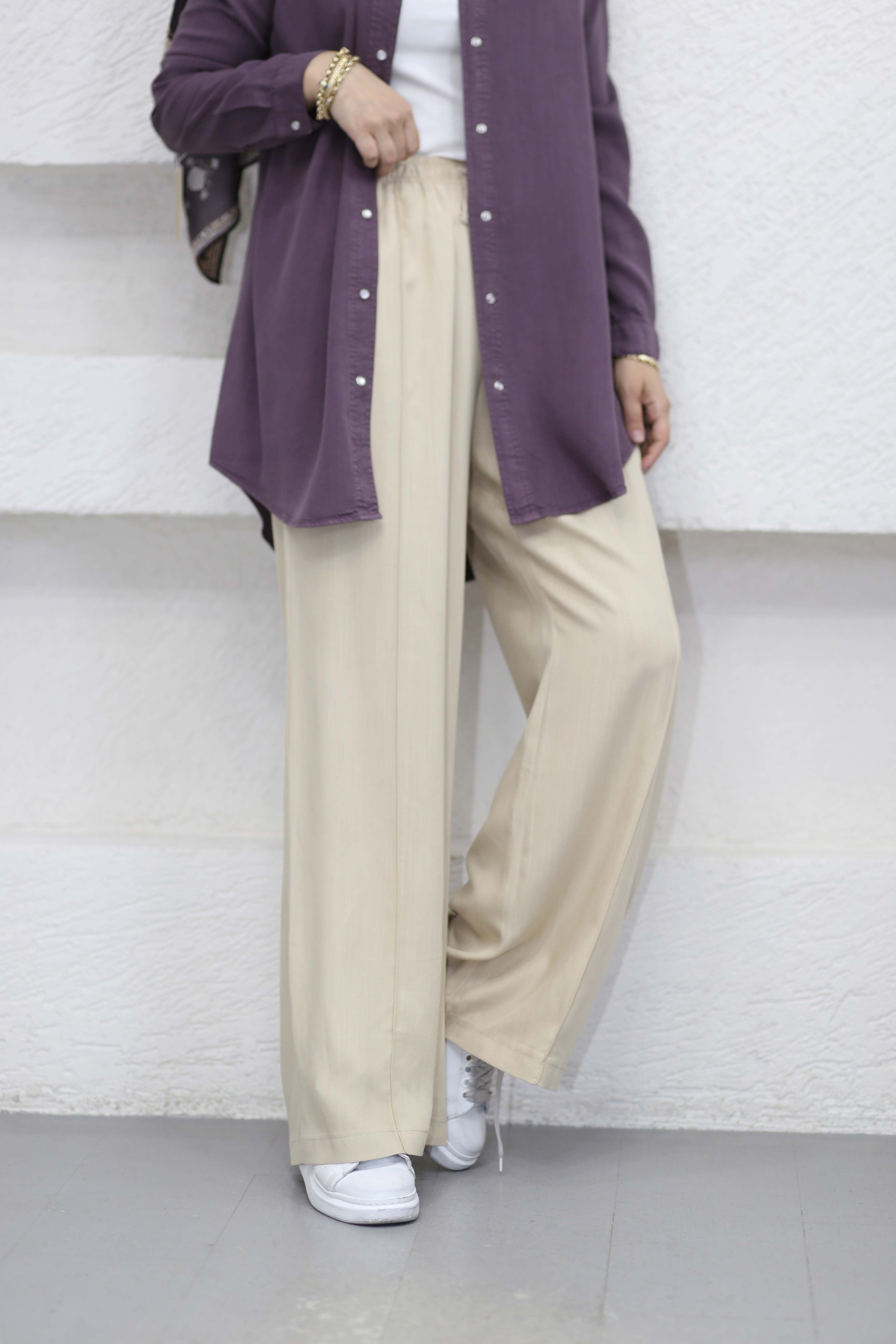 Bol Paça Geniş Form Pantolon Bej 37433