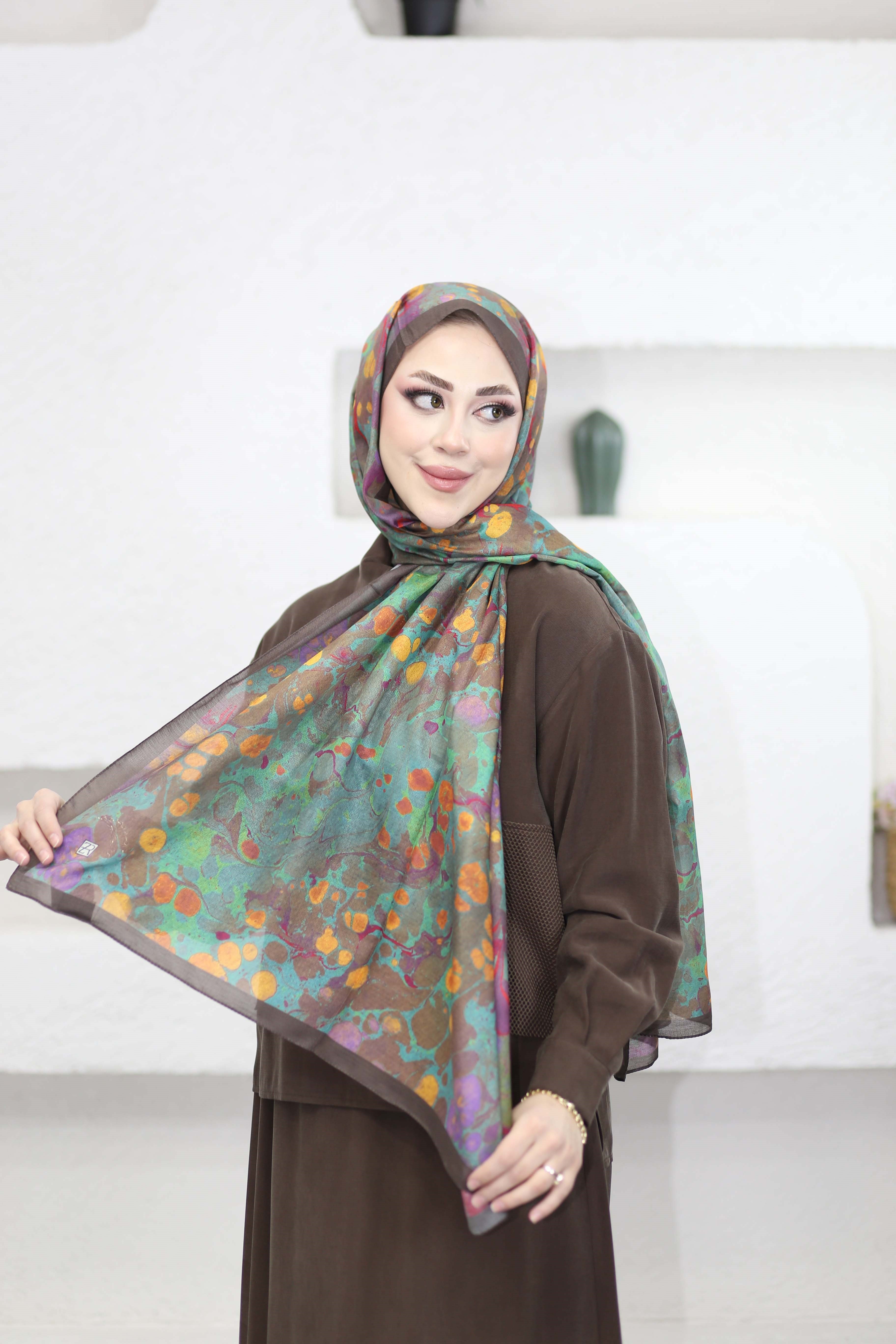 Ebruli Desen Şal Toprak 6071