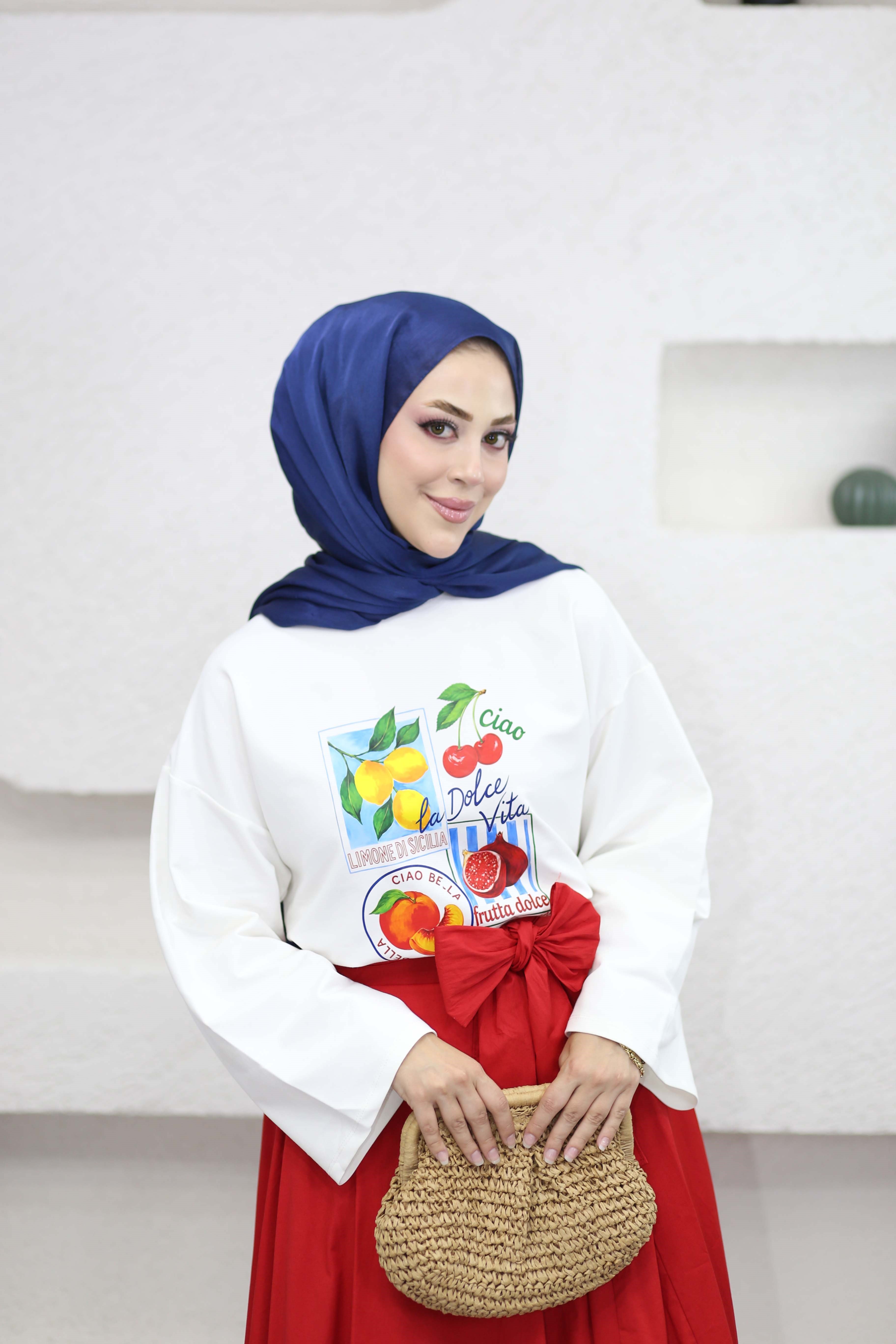 Oversize Baskılı Tişört Sarı 2792