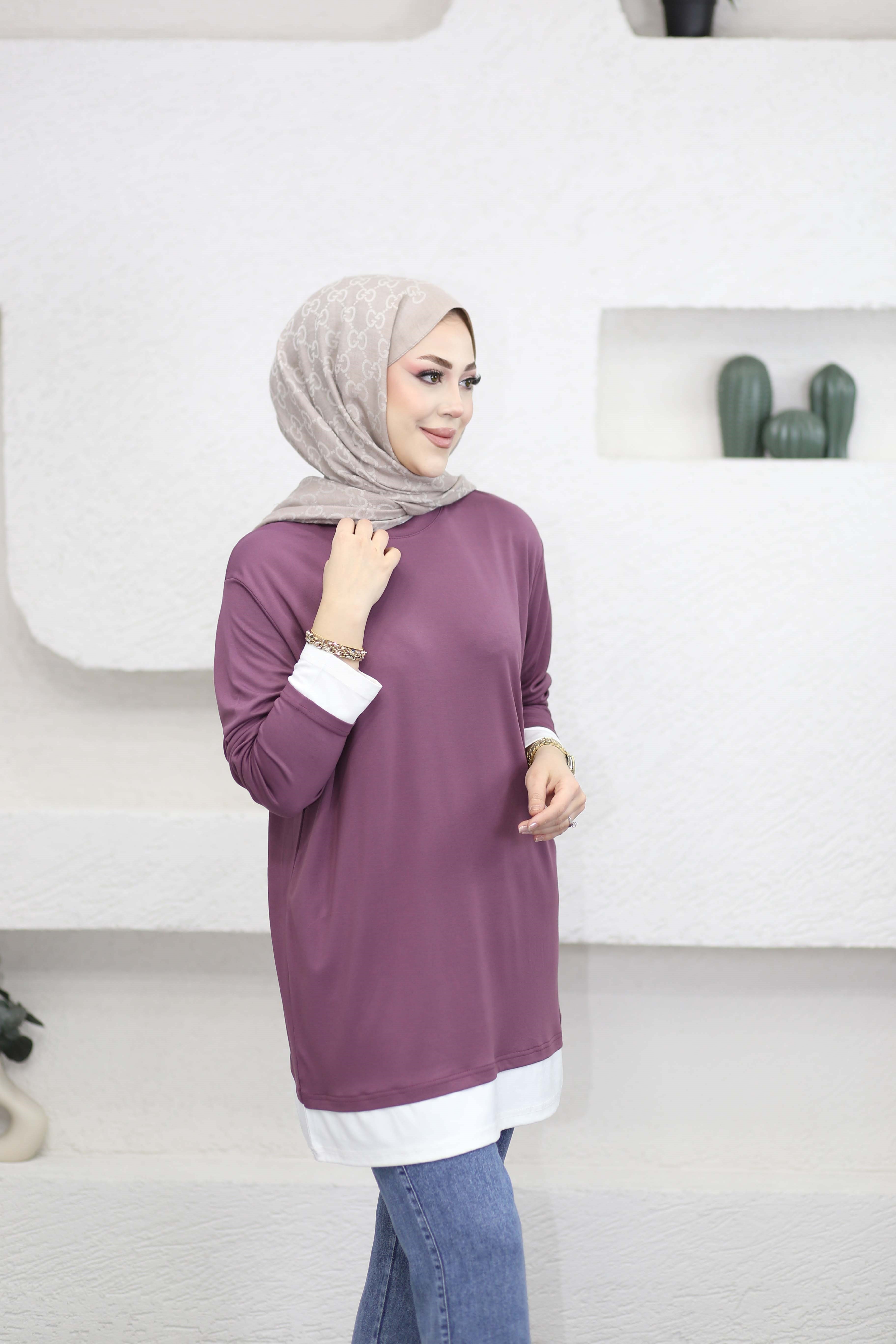 Basıc Penye Tunik Mürdüm 6447