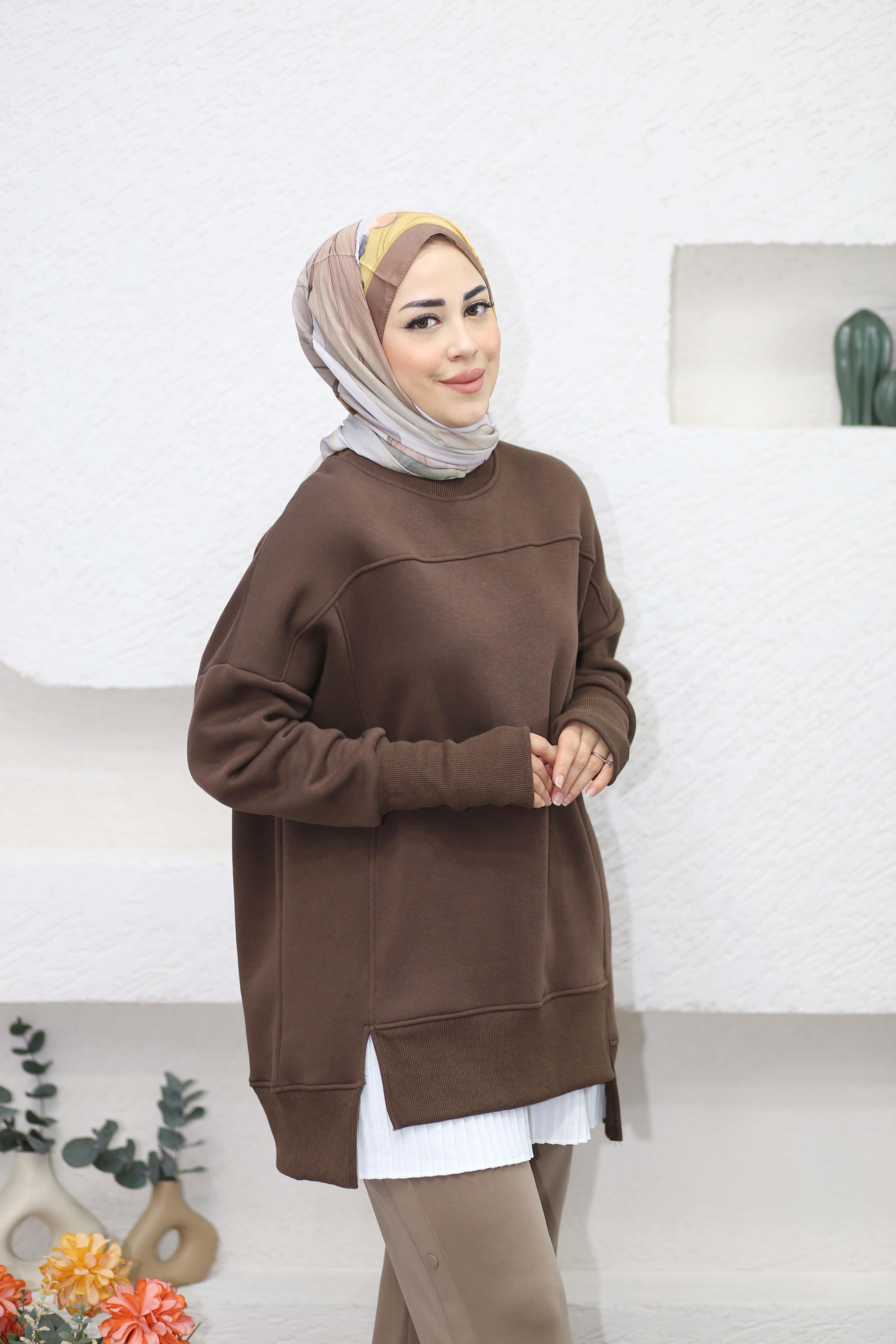 Parmak Geçirme Detaylı Sweat Kahverengi 2474