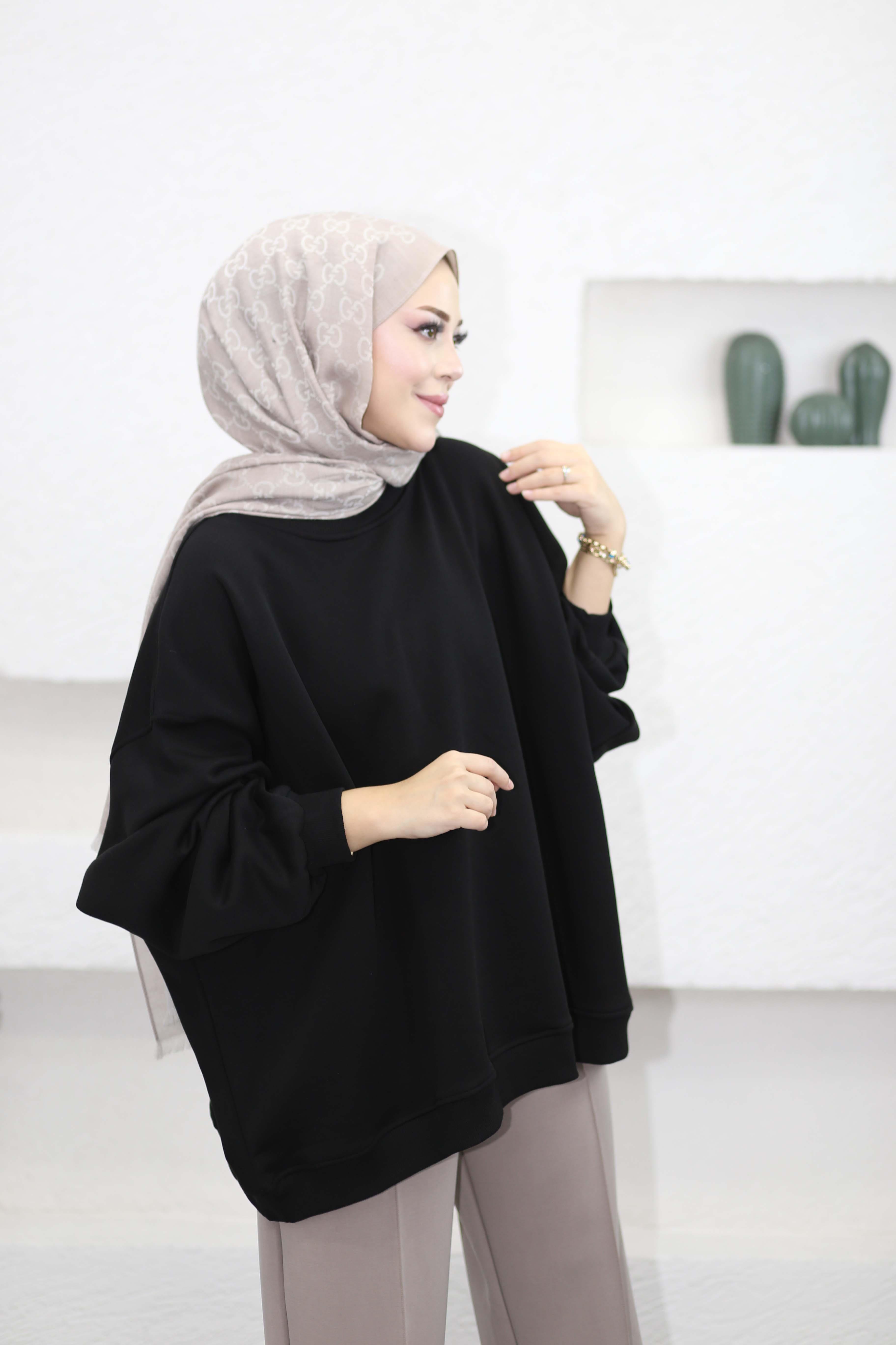 Oversize Sweat Siyah 5334