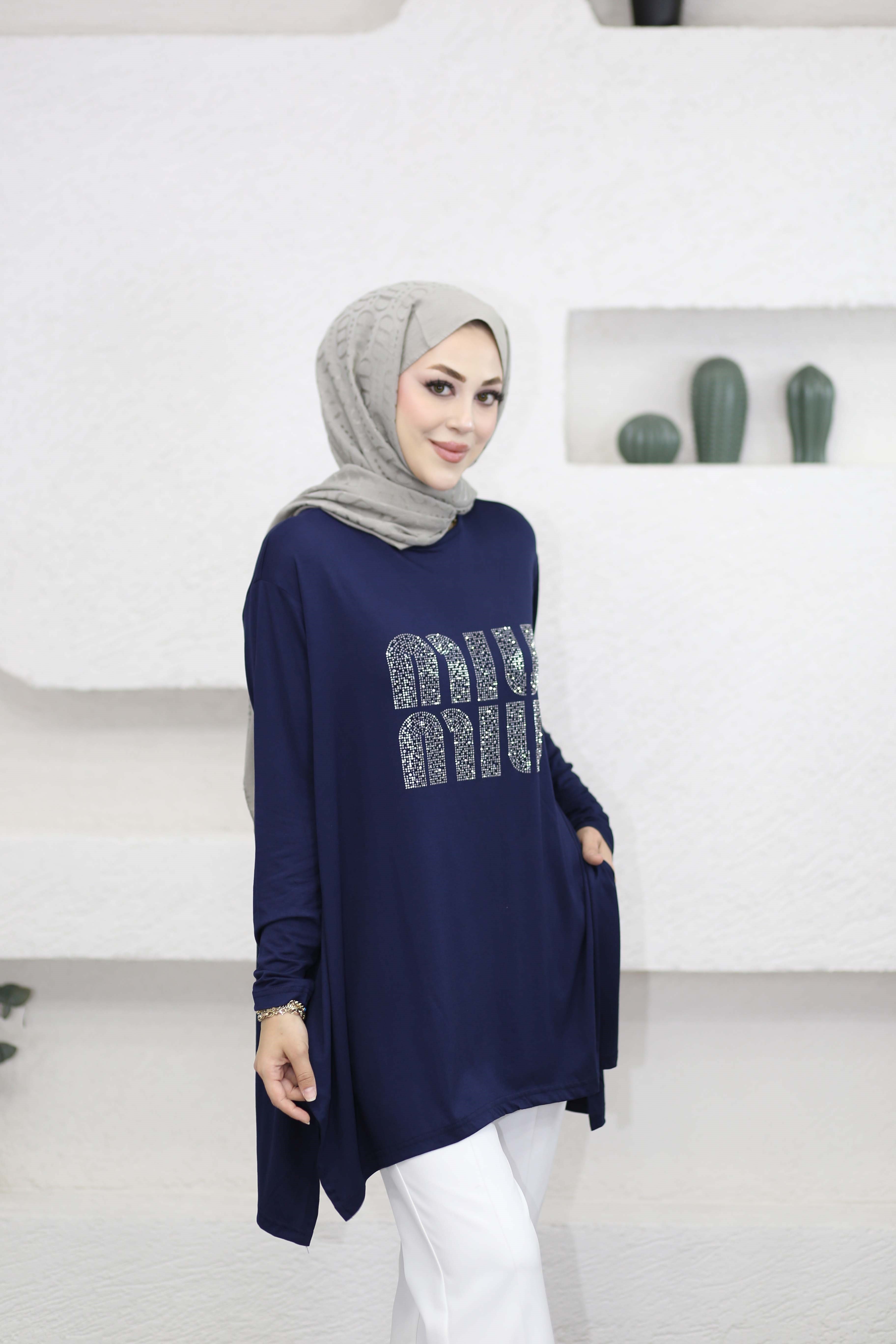 Mıu Taşlı Tunik Lacivert 24277