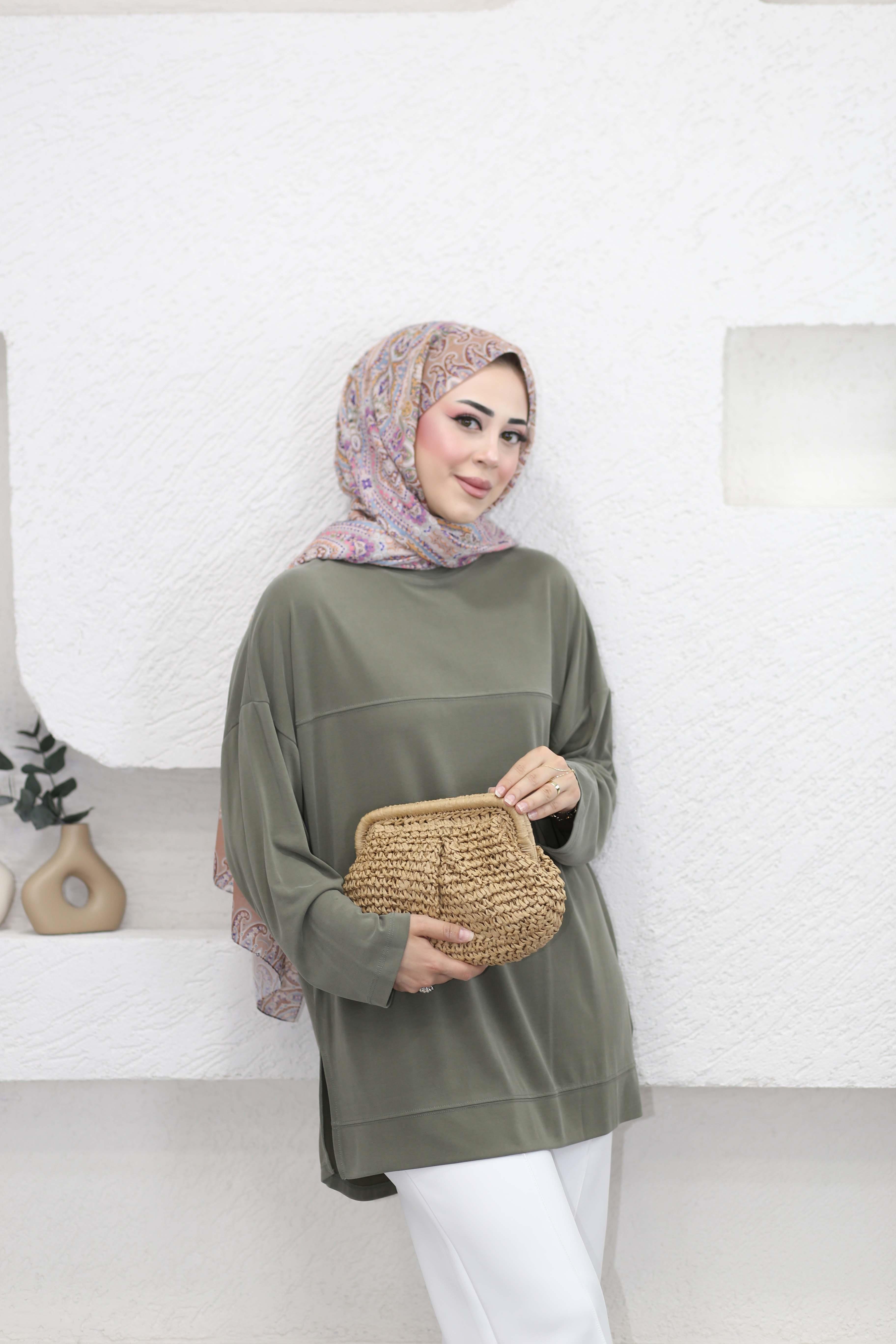 Yarasa Kol Modal Sweat Haki 35341