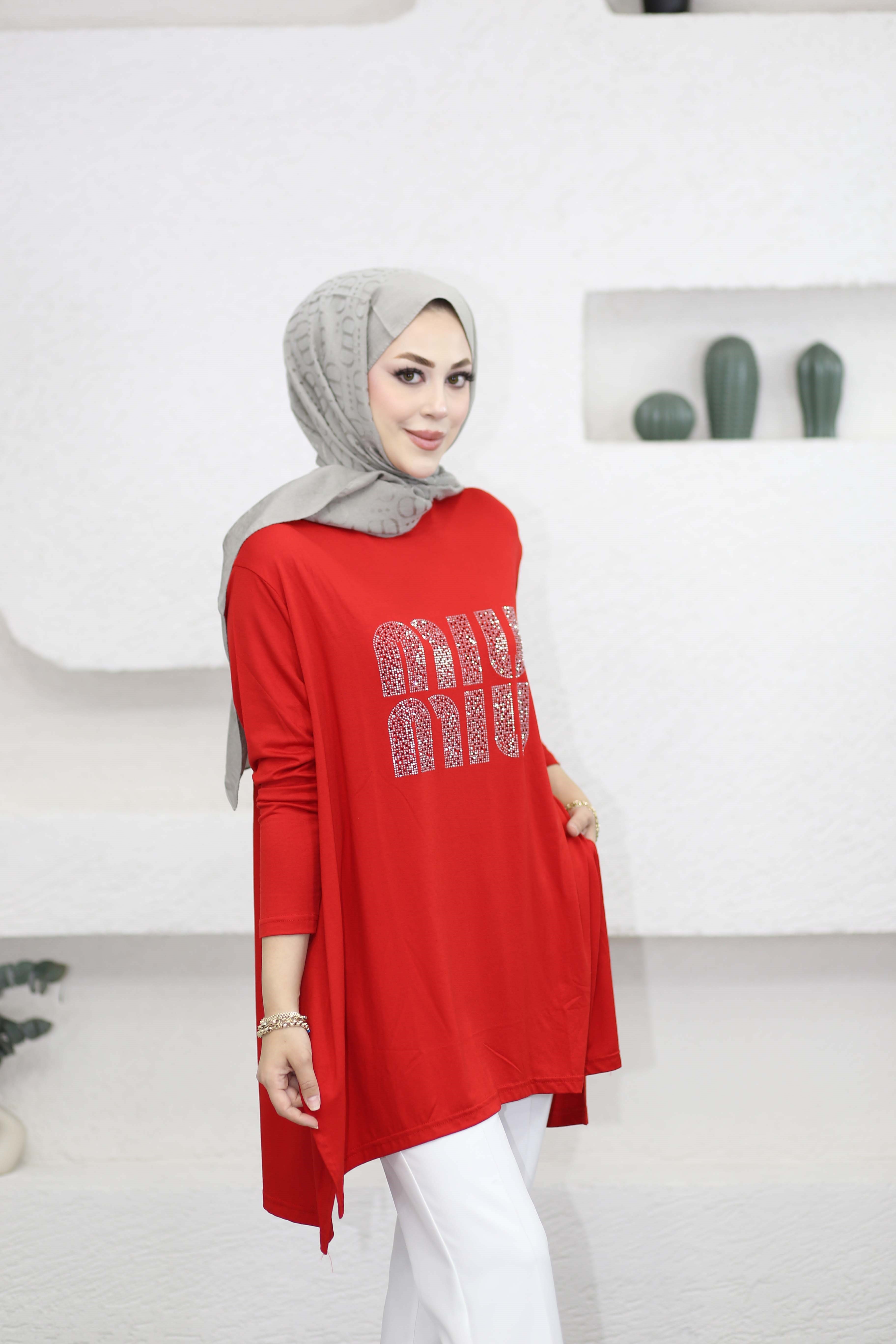Mıu Taşlı Tunik Kırmızı 24277