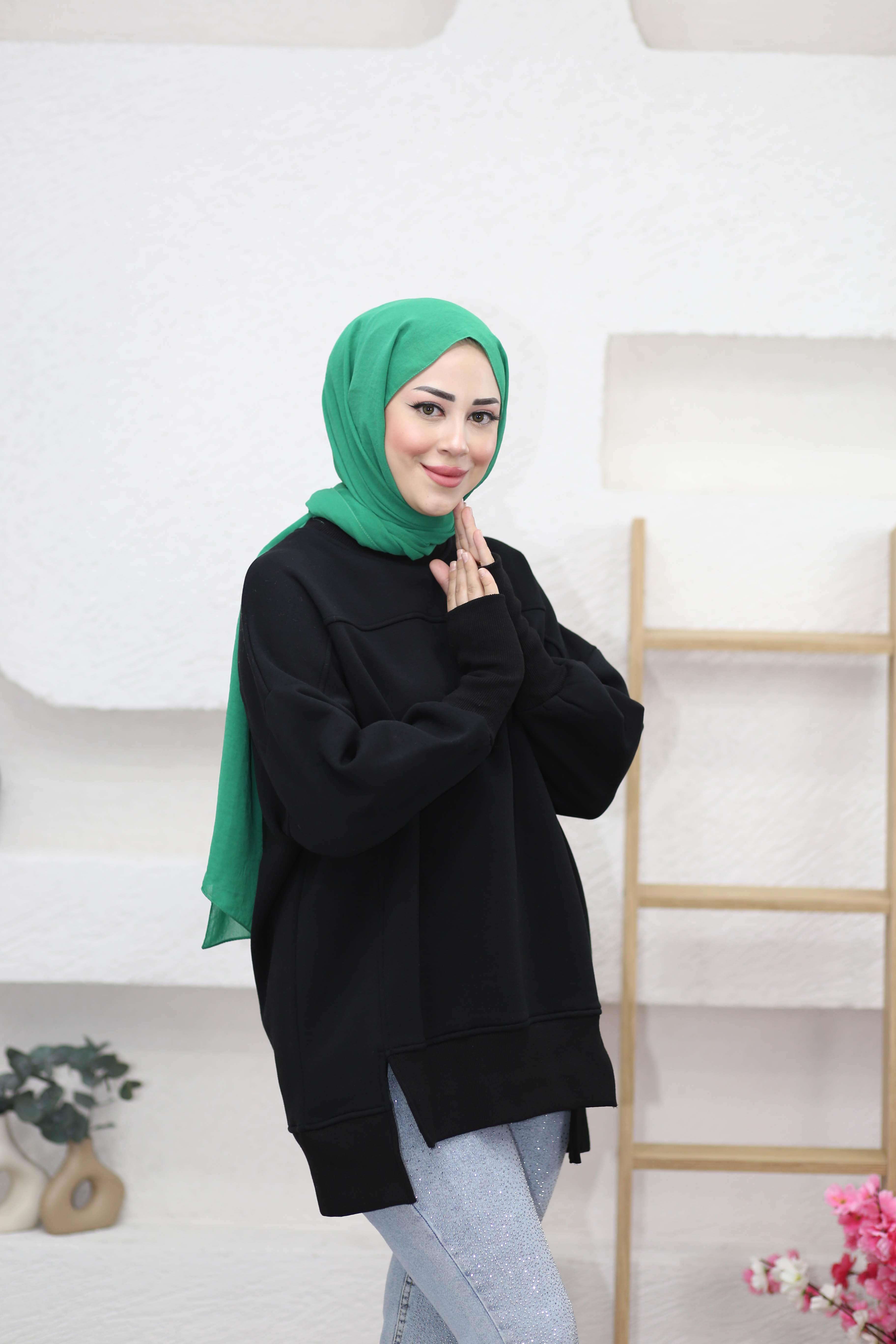 Parmak Geçirme Detaylı Sweat Siyah 2474