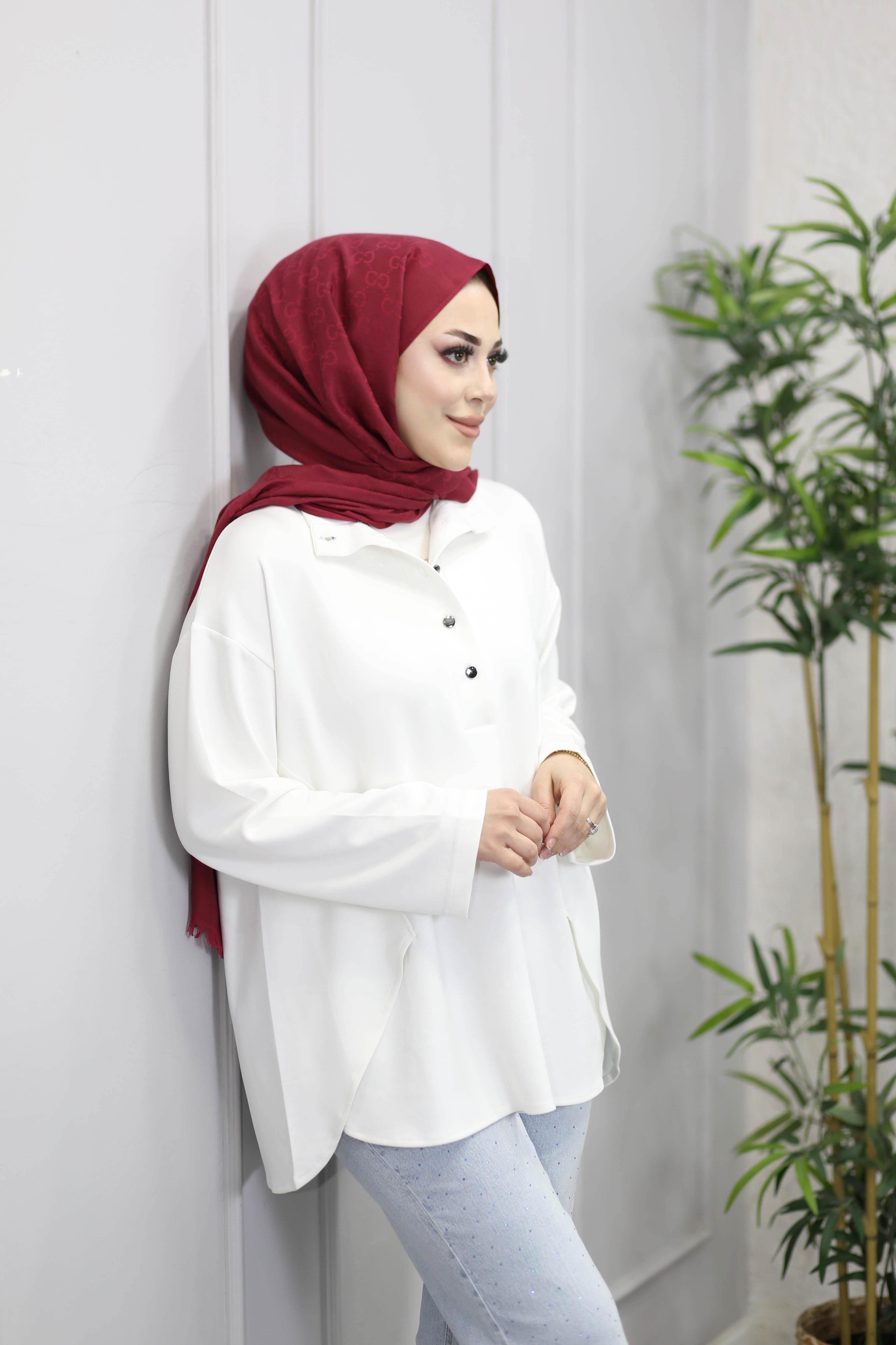 Çıtçıt Yaka Modal Tunik Ekru 6300