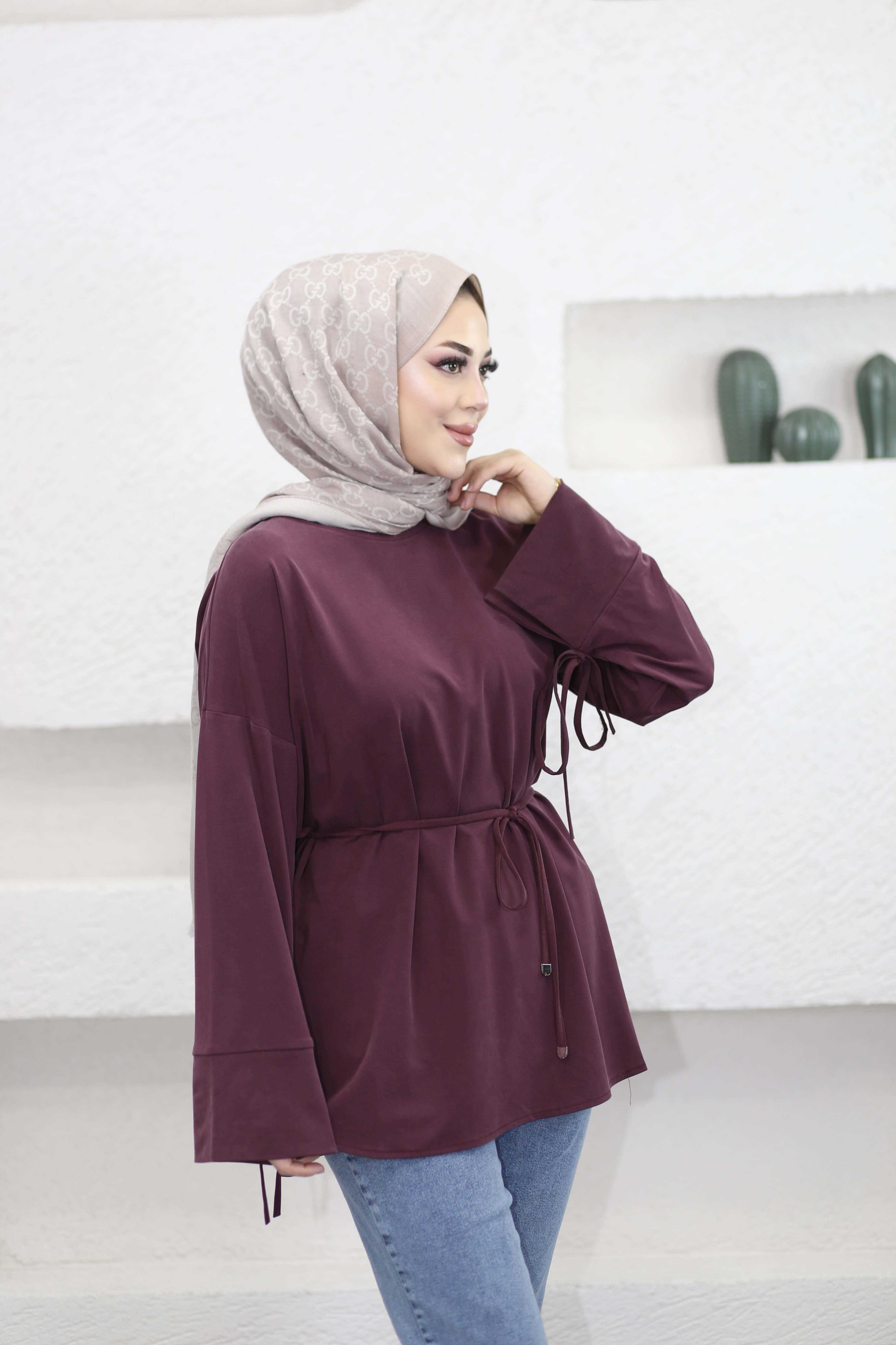 Bel Bağlamalı Tunik Mürdüm 7465