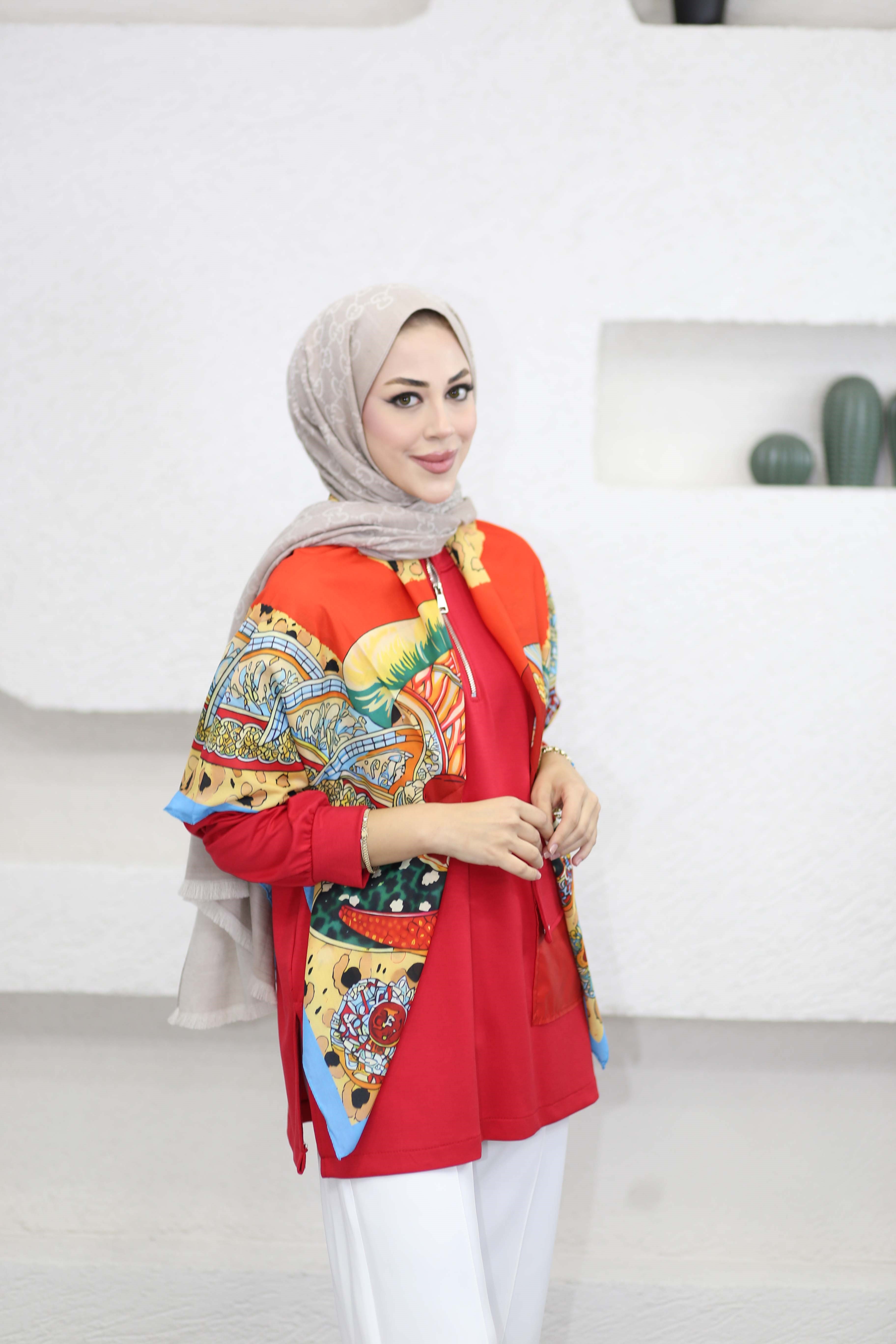 Yan Paraşüt Fermuarlı Sweat Kırmızı 24454