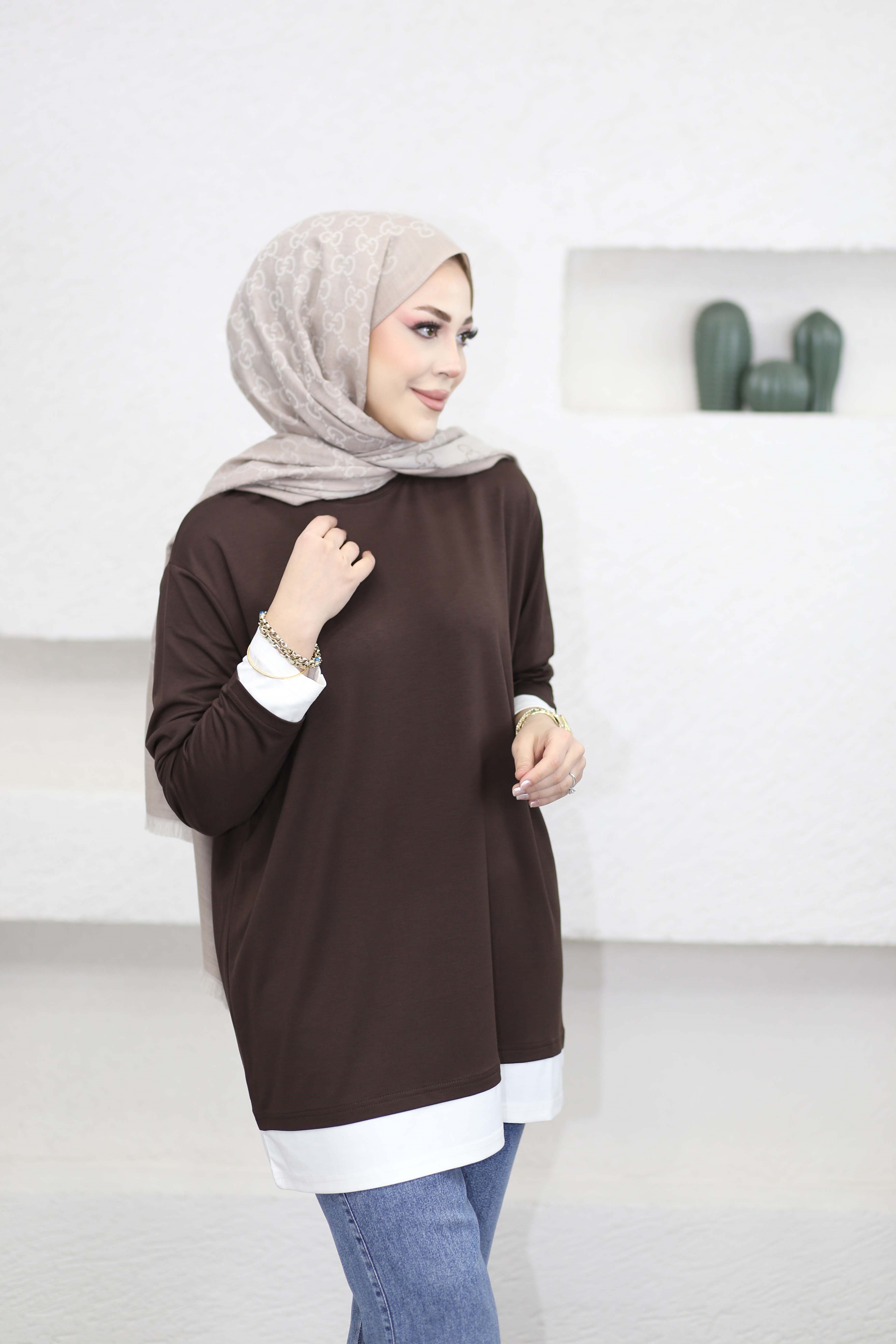 Basıc Penye Tunik Kahverengi 6447