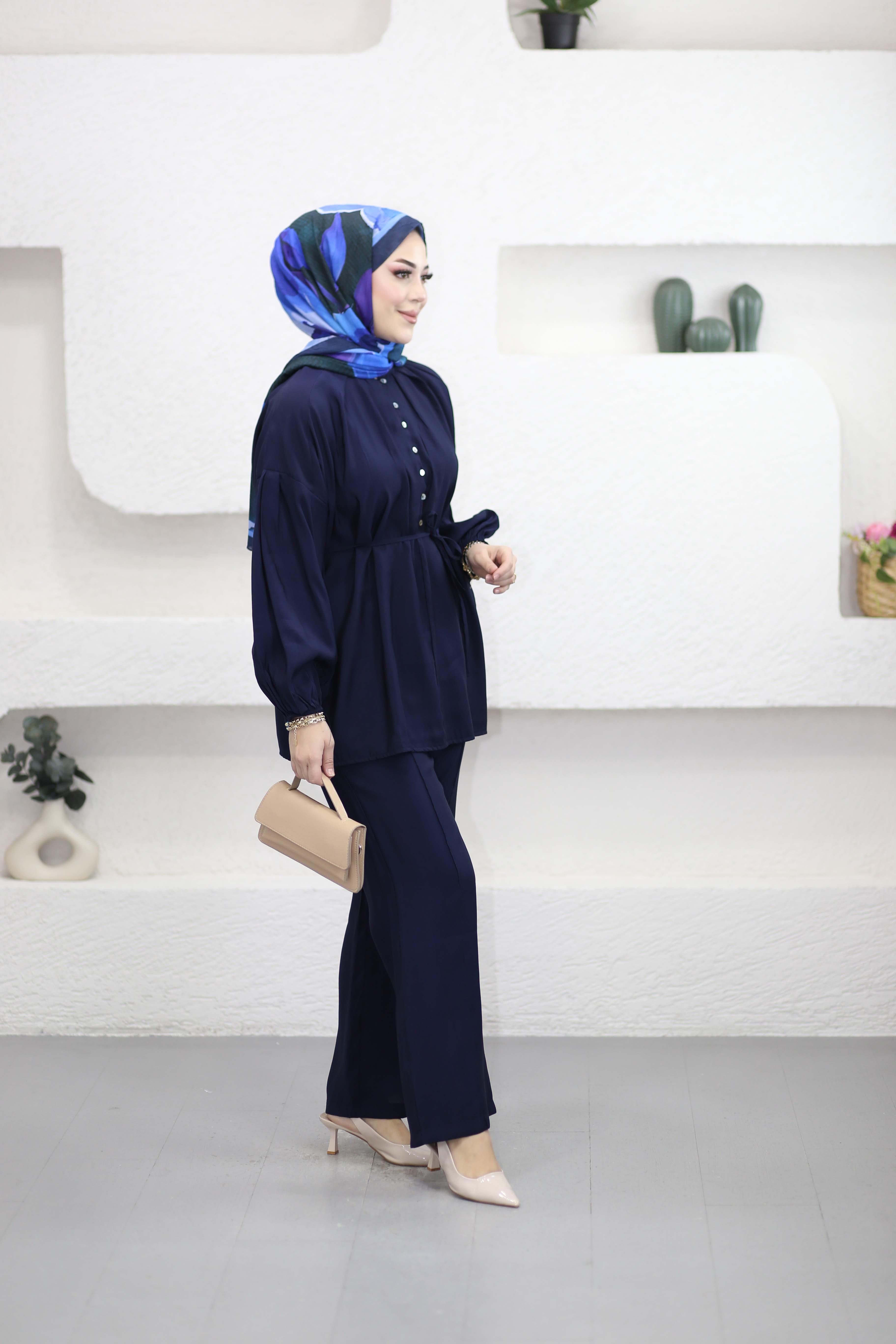 Yarım Pat Detaylı Takım Lacivert 3253