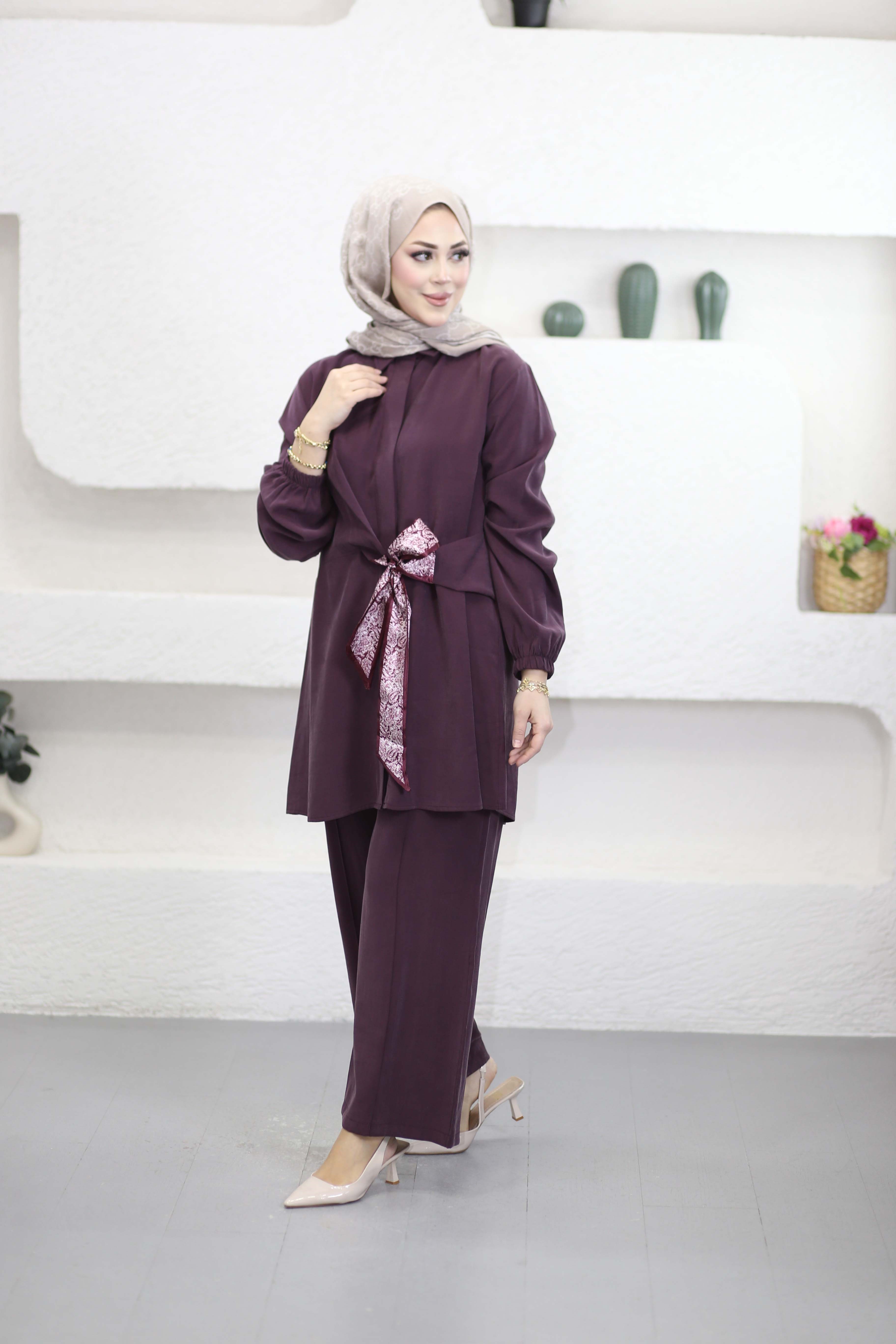 Fular Kuşaklı Takım Bordo 4639