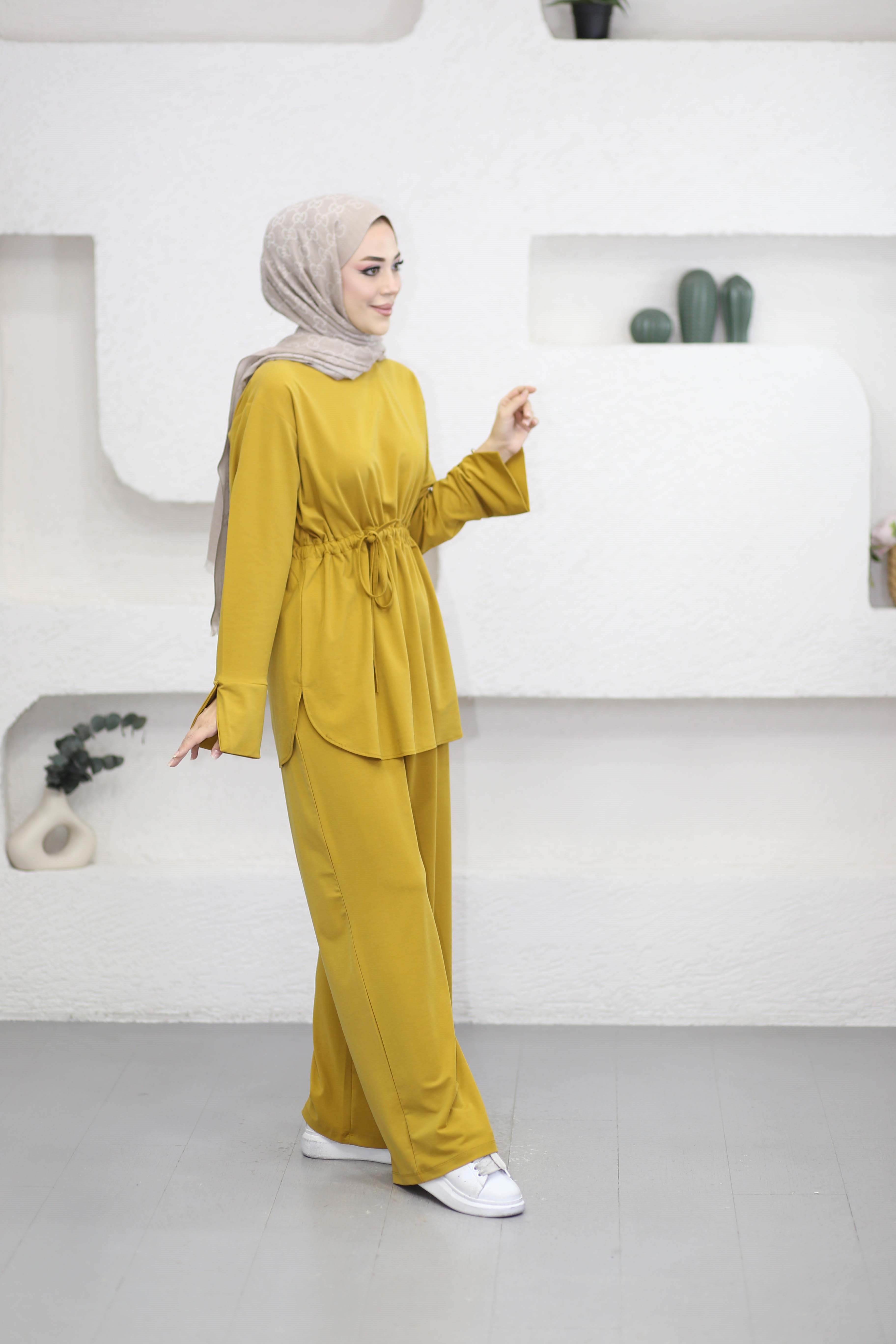Beli Tünelli Bağlamalı Takım Hardal 6504