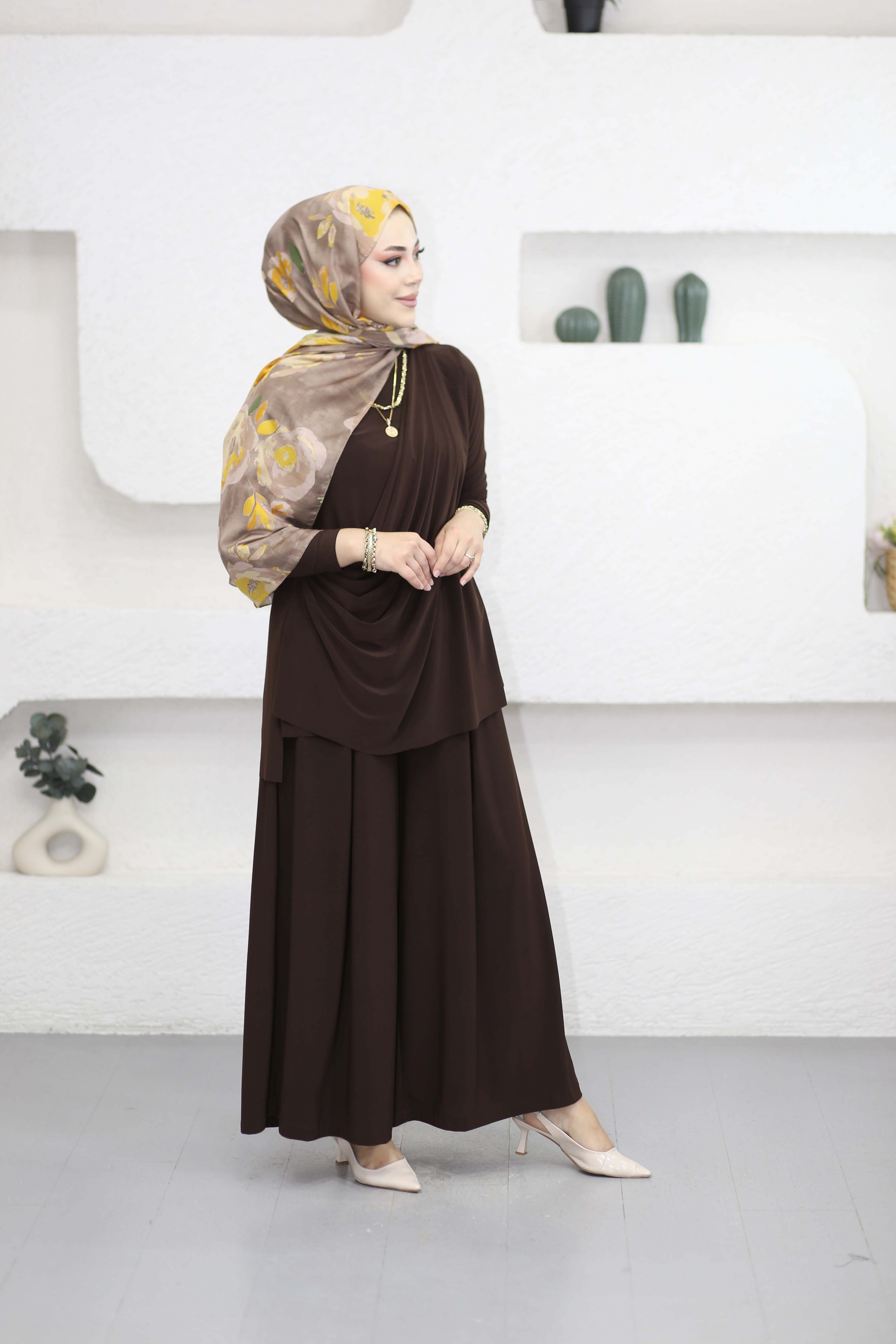 Asude Sandy Takım Kahverengi 0947