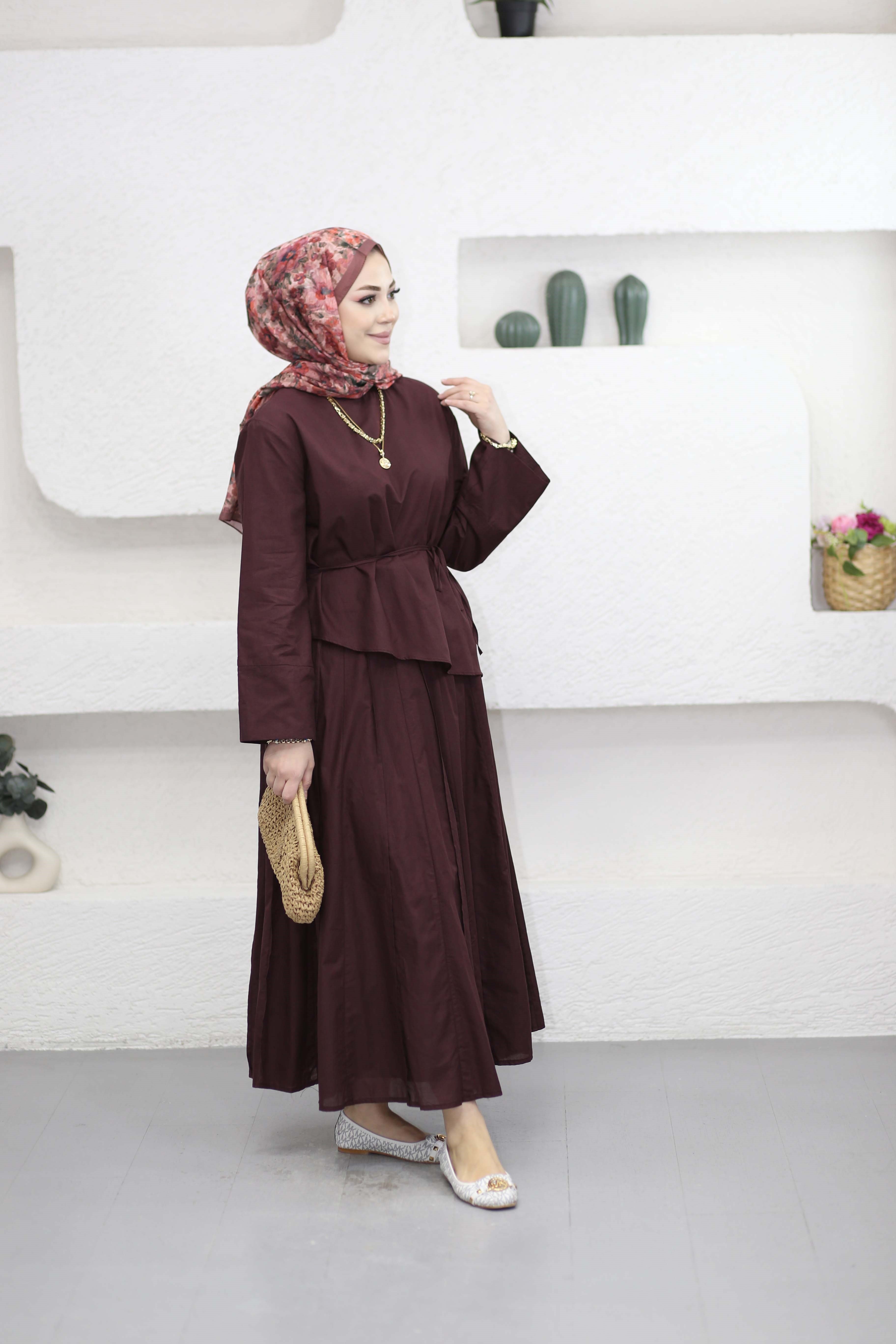 Asimetrik Kesim Takım Bordo 24402