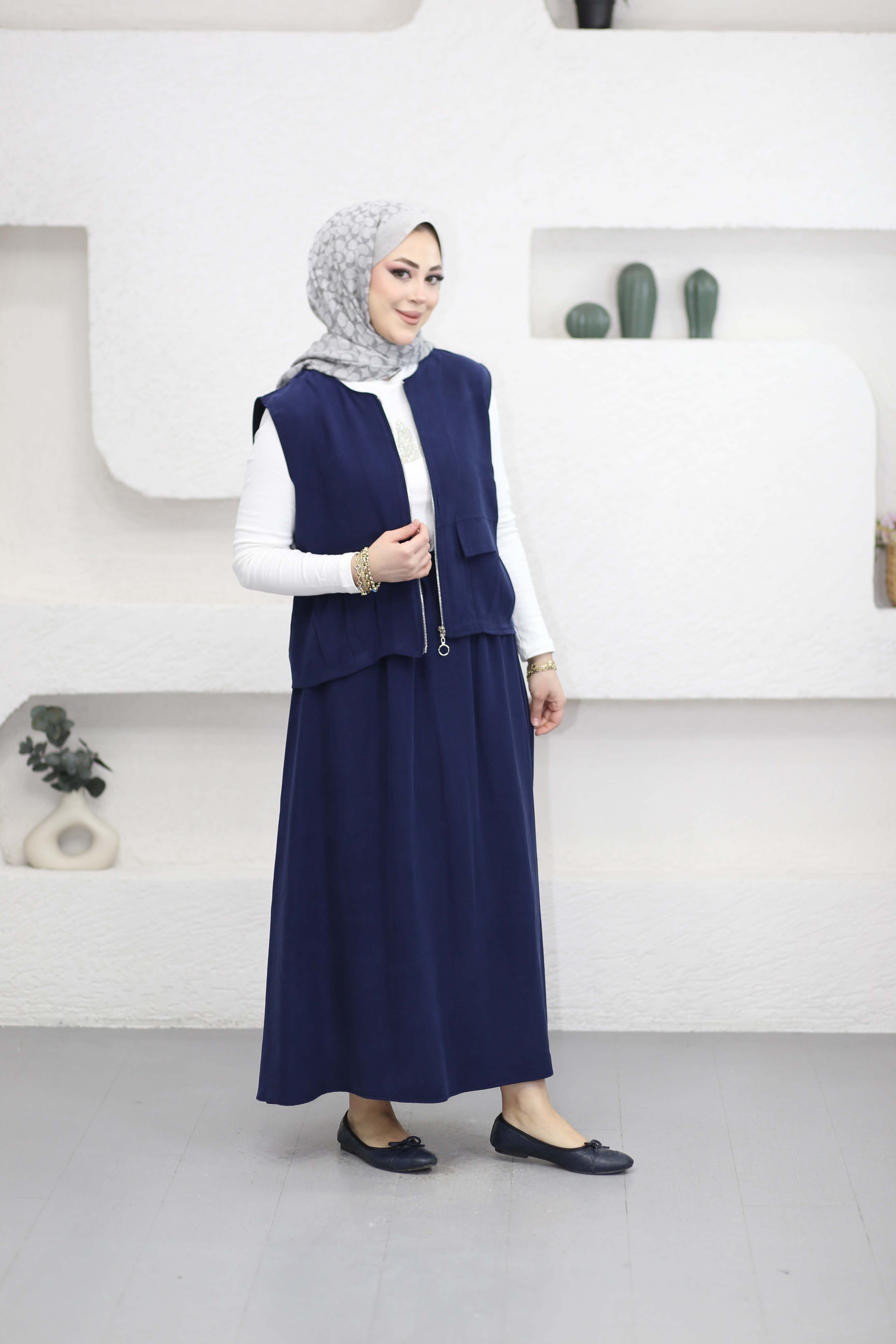 Fermuarlı Etekli Takım Lacivert 1101