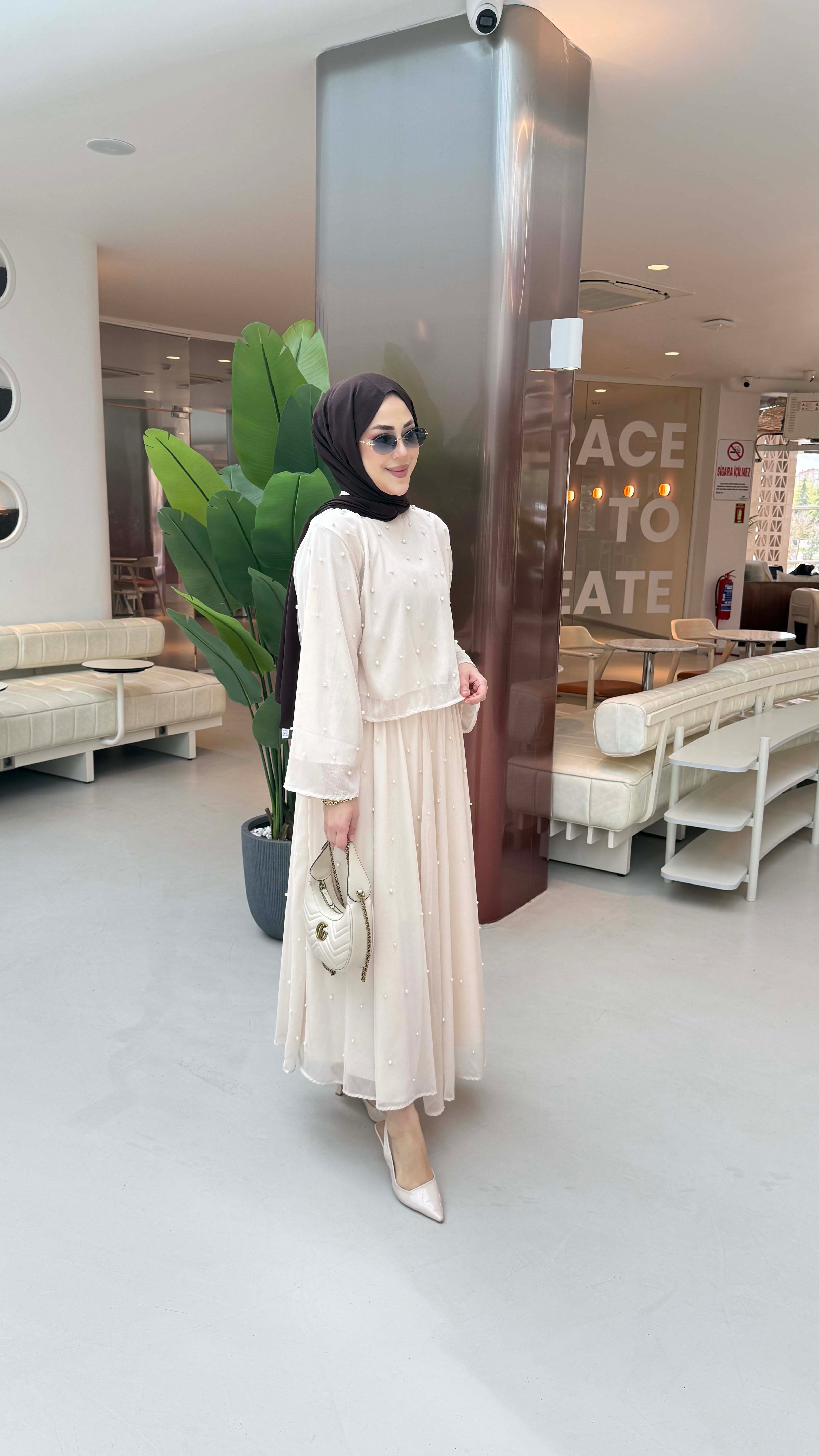 İncili Sim Takım Bej 5760