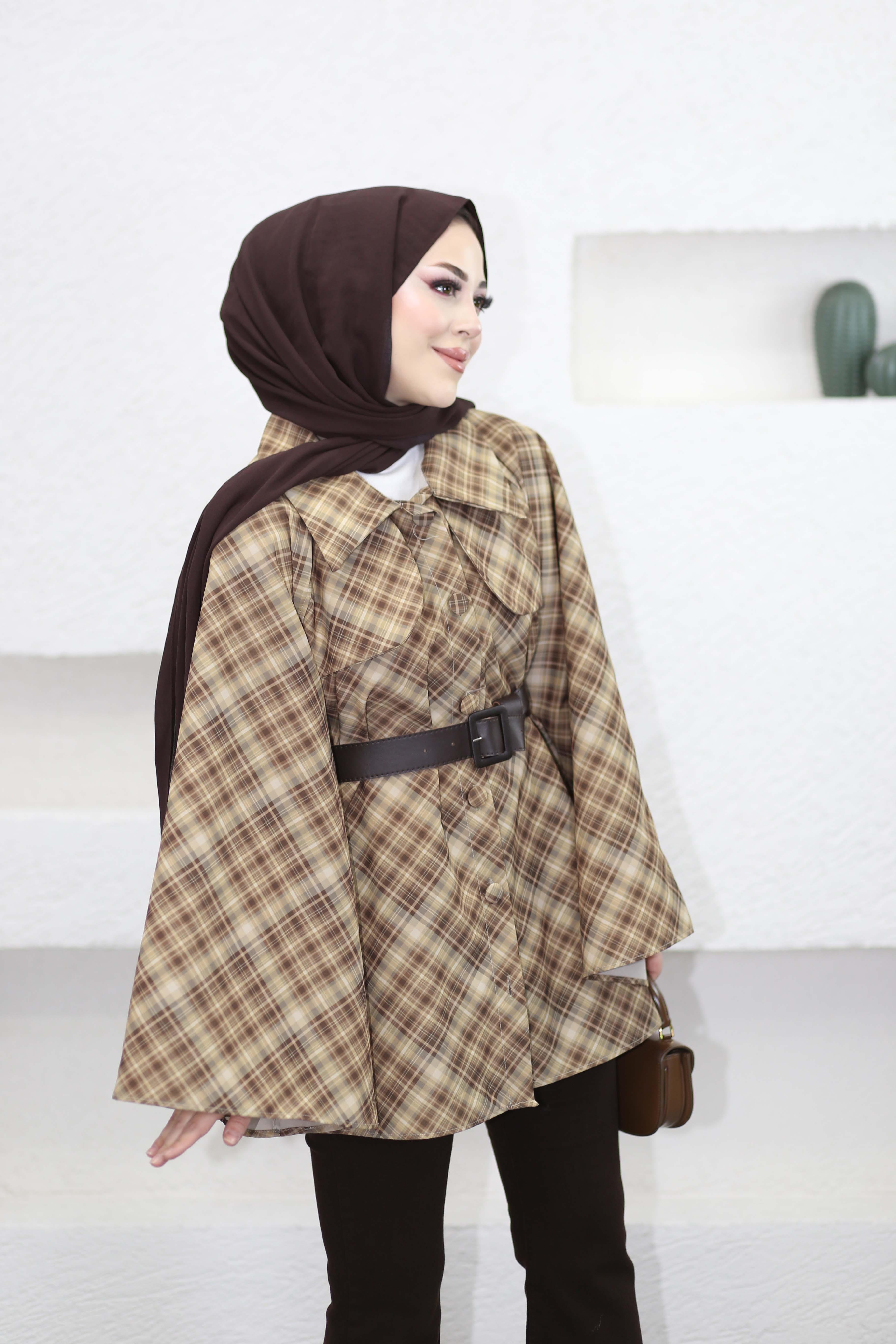 Allerli Ekose Trençkot Kahverengi 8240