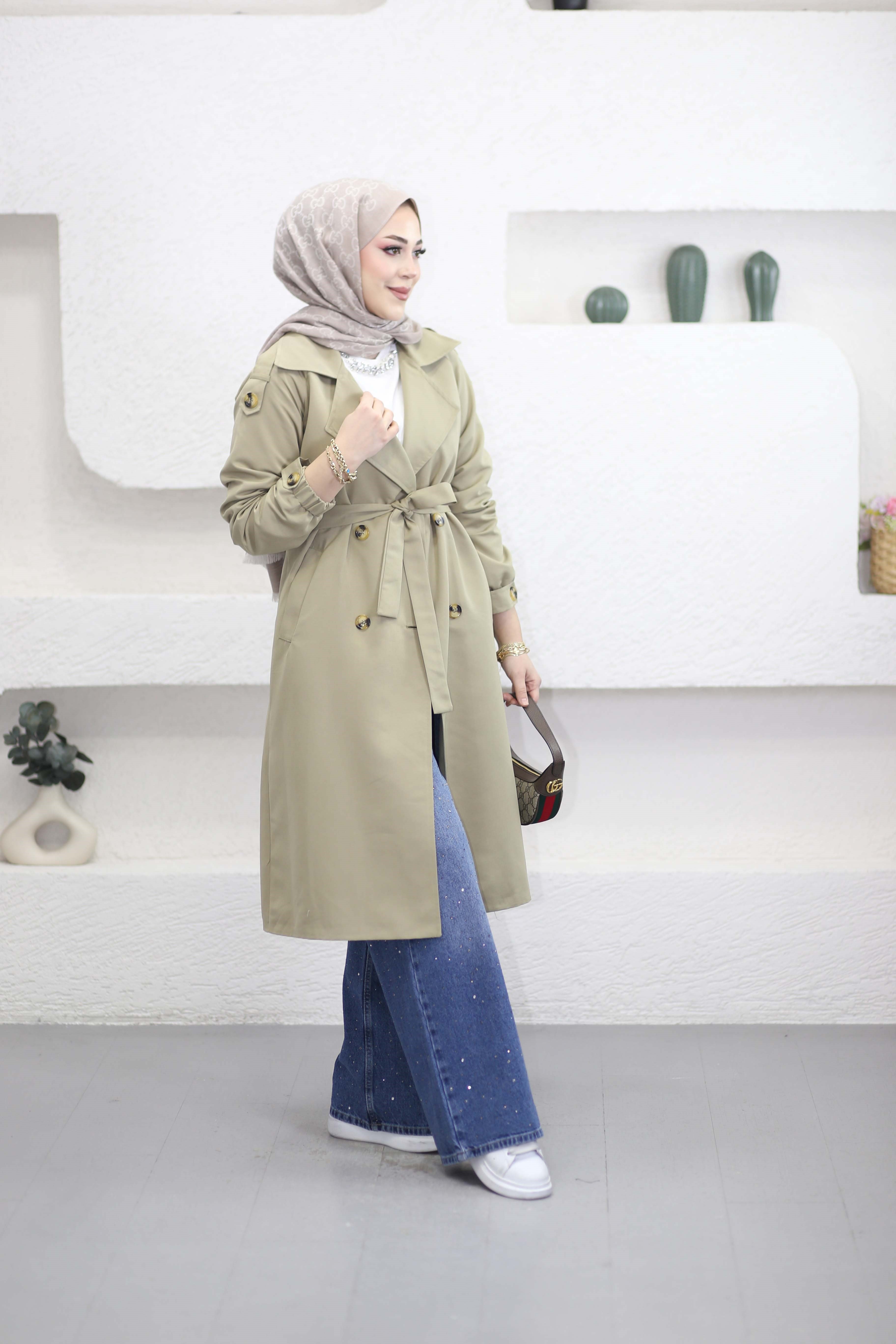 Jesica Trençkot Yağ Yeşili 40107