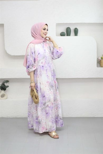 Harika Elbise Lila 9107