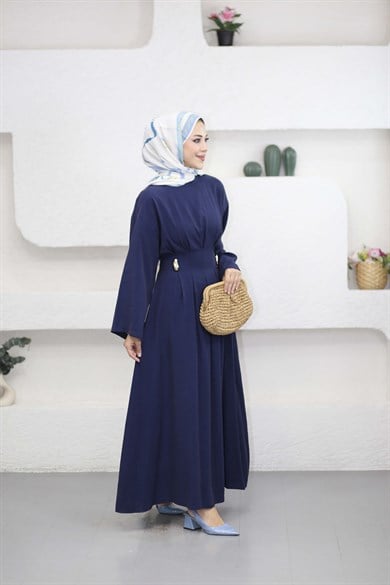 Beli Toka Pensli Elbise Lacivert 5526