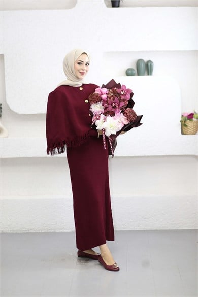 Saldo Ceketli Elbise Bordo 25880