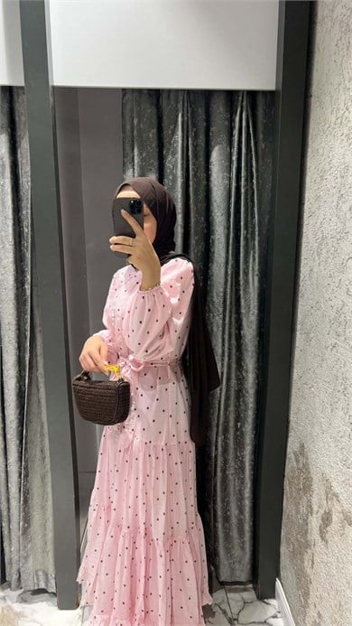 Puantiye Elbise Pembe 1602