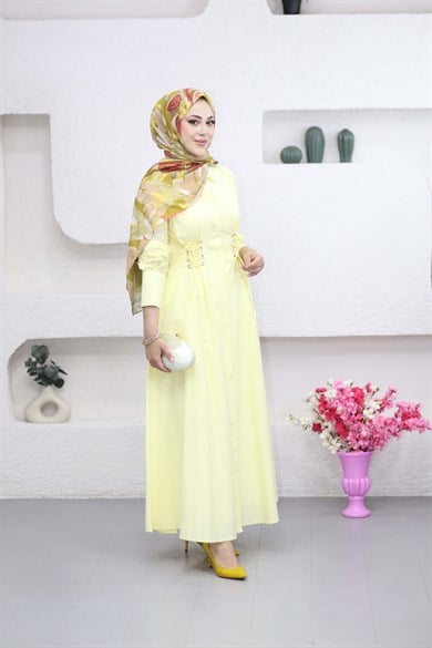 Kuş Gözlü Elbise Sarı 8053