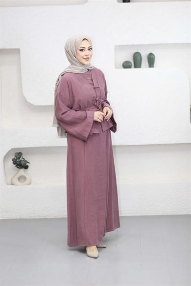 Kimonolu Elbise Mürdüm 22865