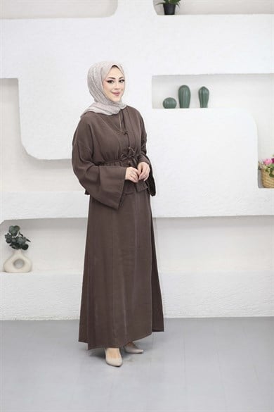 Kimonolu Elbise Kahverengi 22865