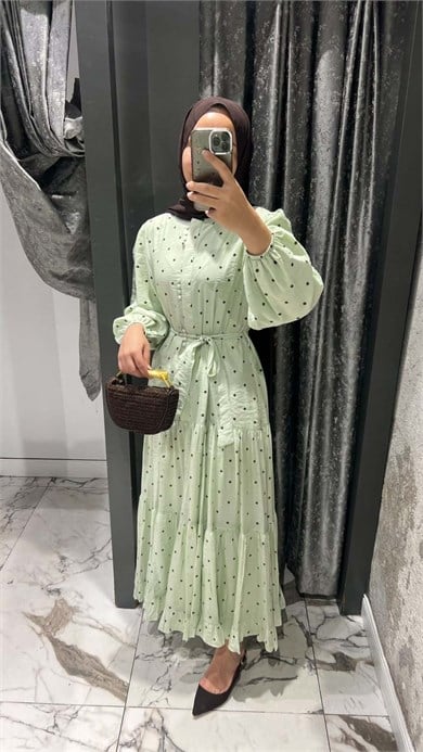 Puantiye Elbise Mint 1602