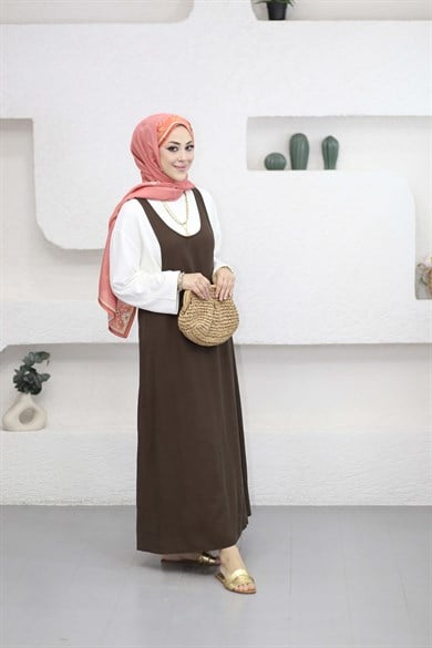 Basıc Elbise Kahverengi 9092