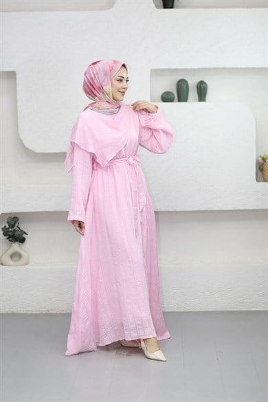 Ela Elbise Pembe 5028