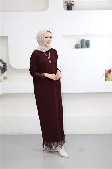 Hande Elbise Bordo 6123
