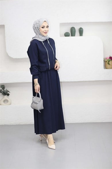Çift Fermuarlı Etekli Takım Lacivert 1535