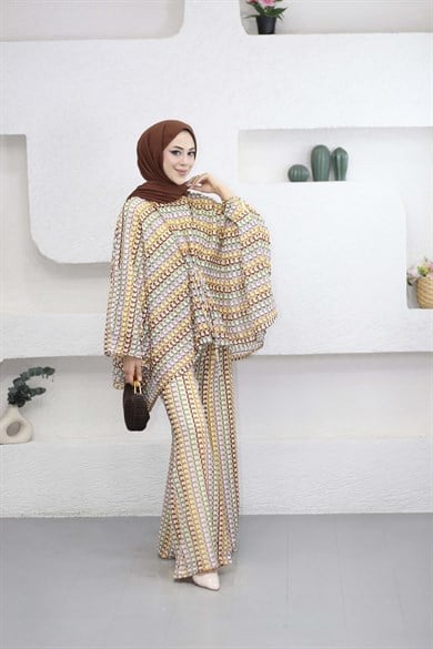 Örgülü Panço Takım Rengarenk 8847