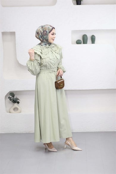 Yaka Nakışlı Dacron Takım Çağla Yeşili 8350