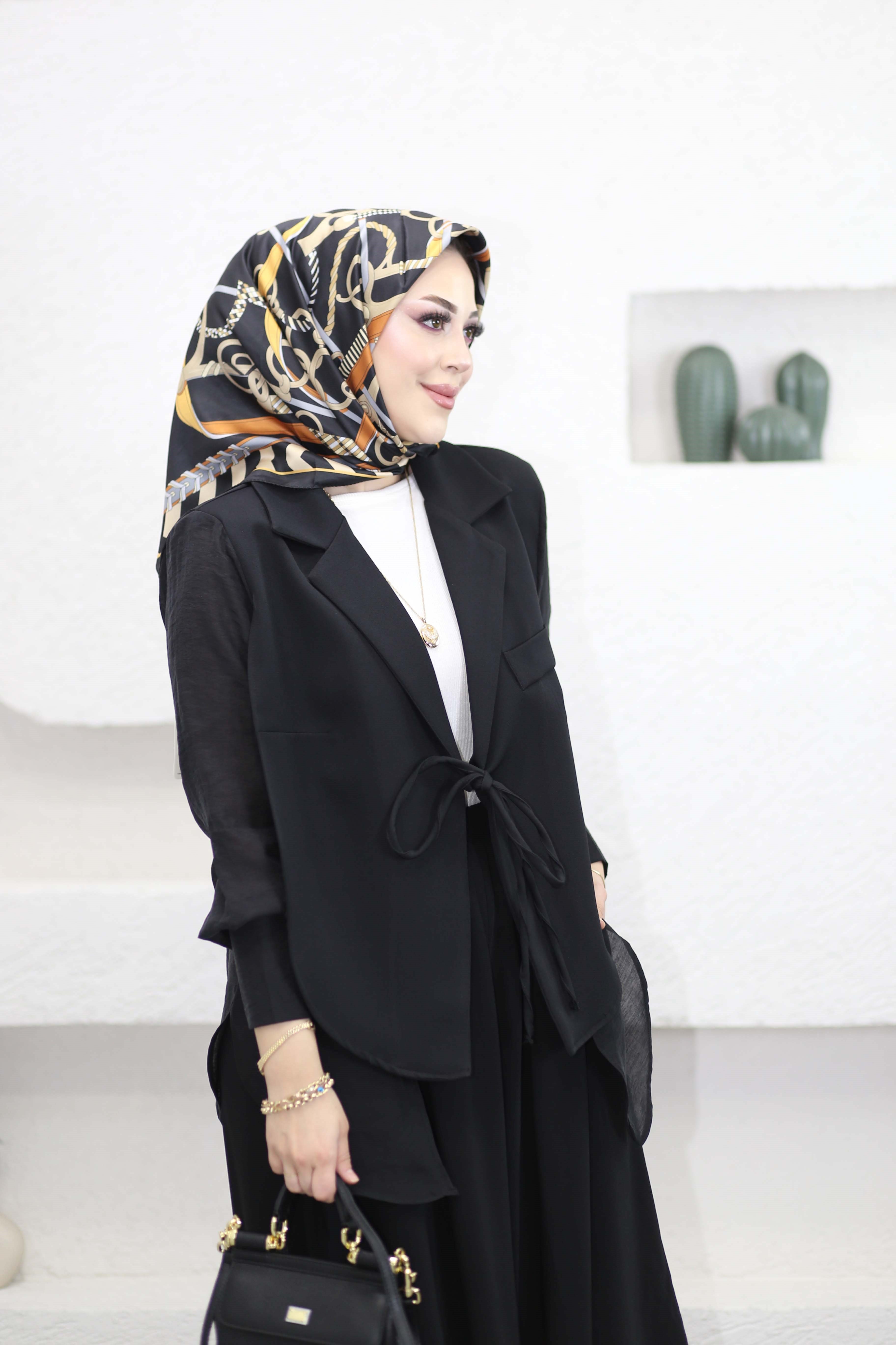 Şifon Detaylı Ceket Siyah 1269