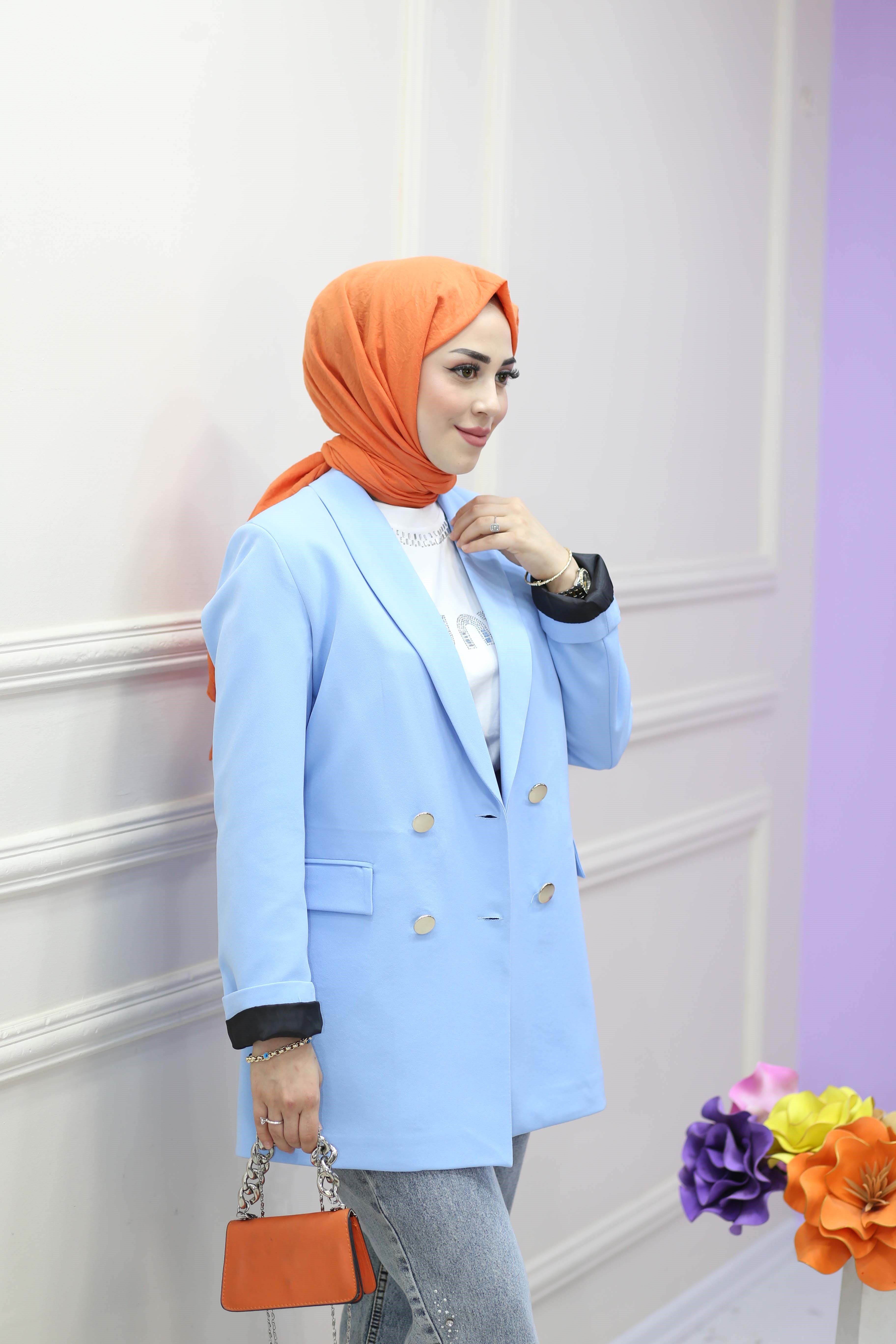 Düğmeli Ceket Bebe Mavi 1156