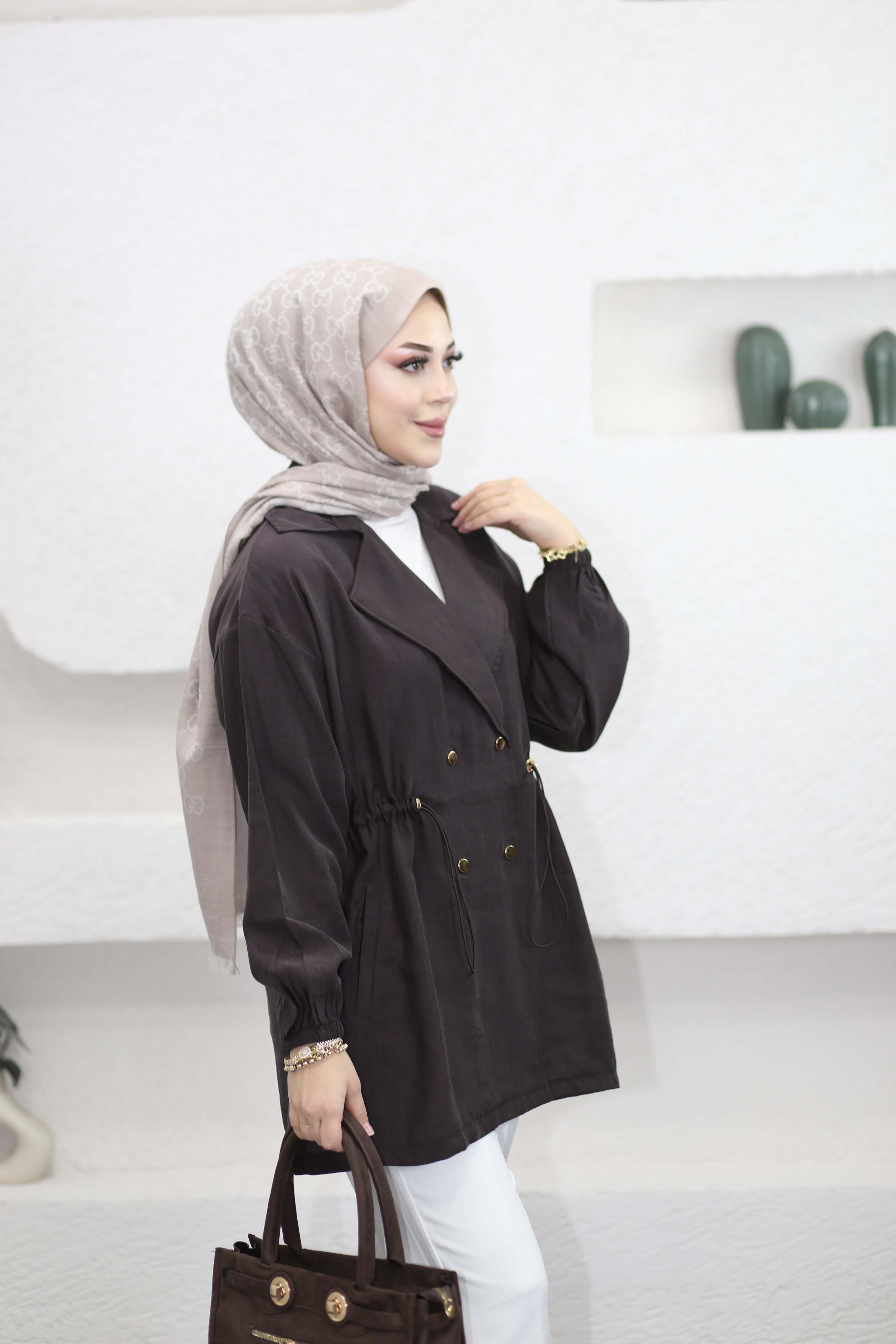 Beli Bağcıklı Ceket Kahverengi 3225