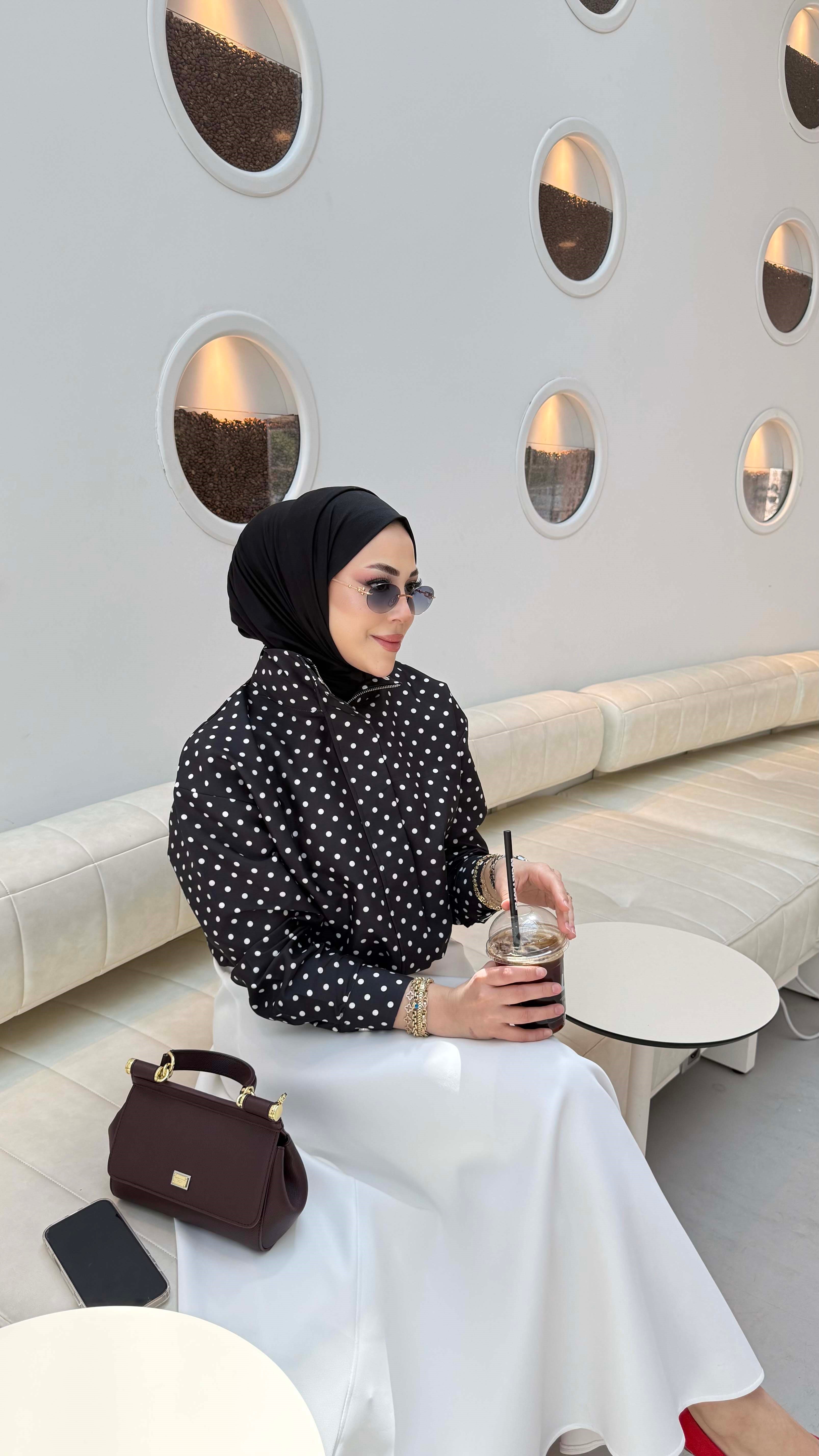 Puantiye Desenli Ceket Siyah 3400