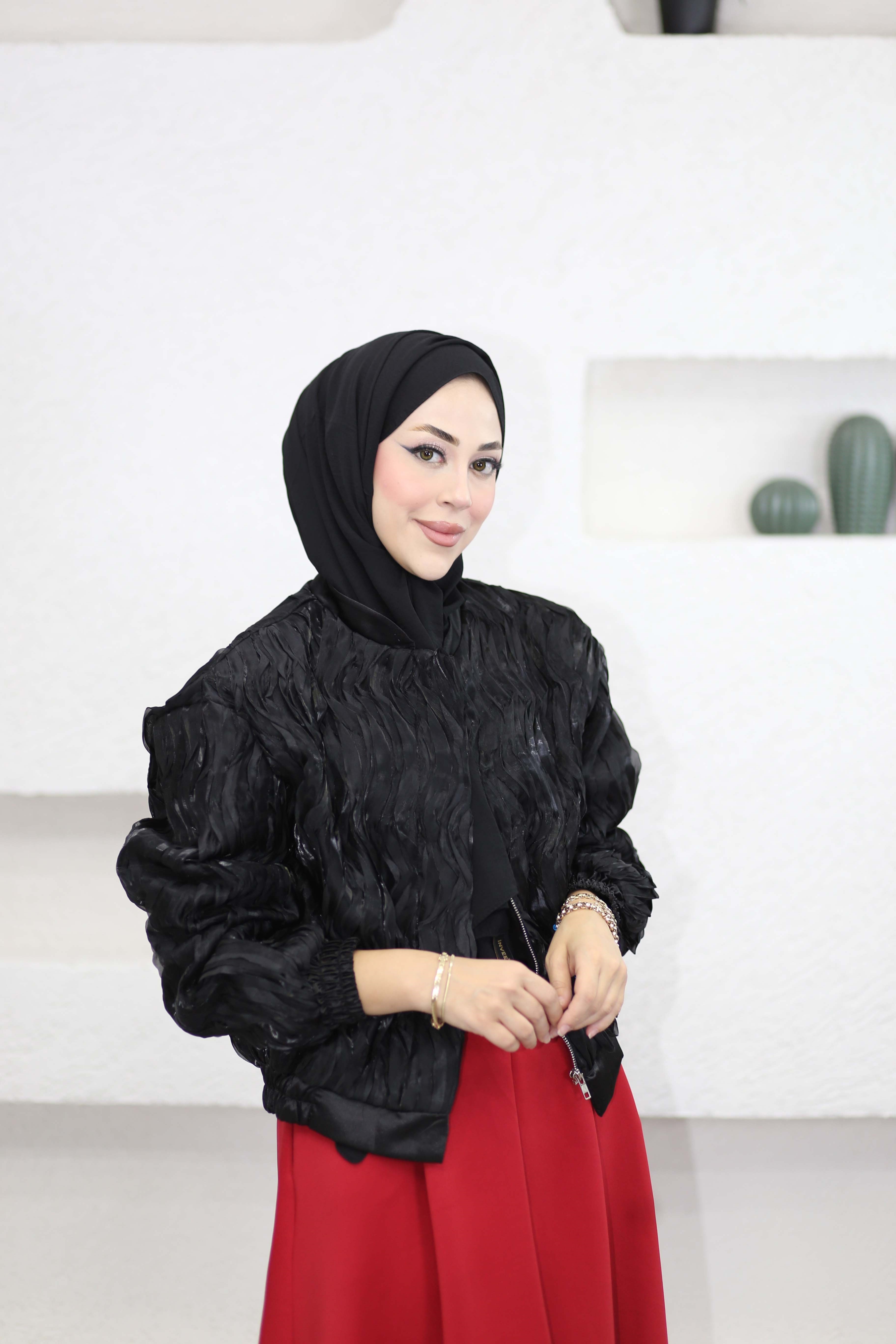 Bomber Tasarım Ceket Siyah 7018