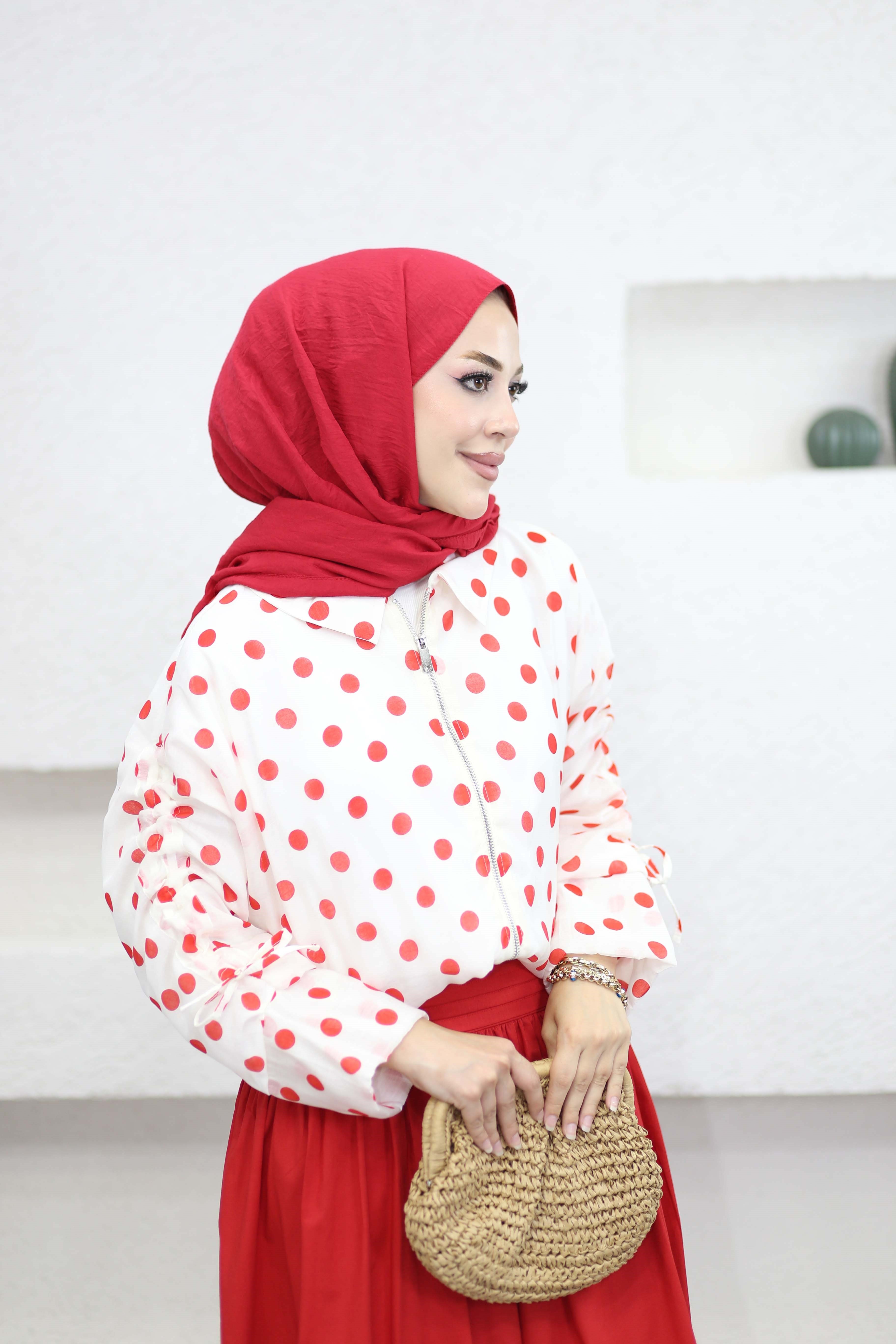 Puantiye Ceket Kırmızı 27536