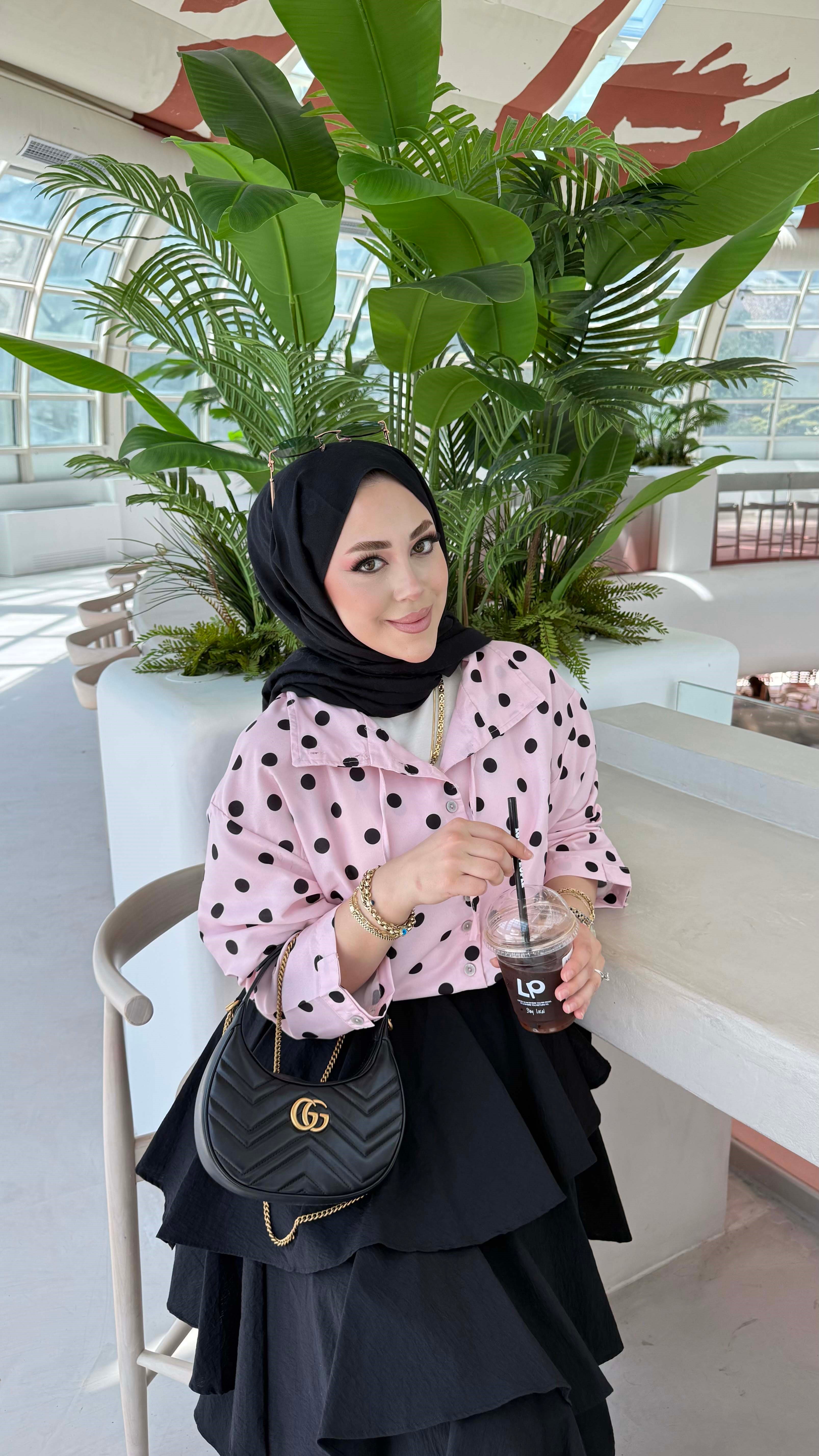 Puantiye Baskılı Ceket Pembe 23026