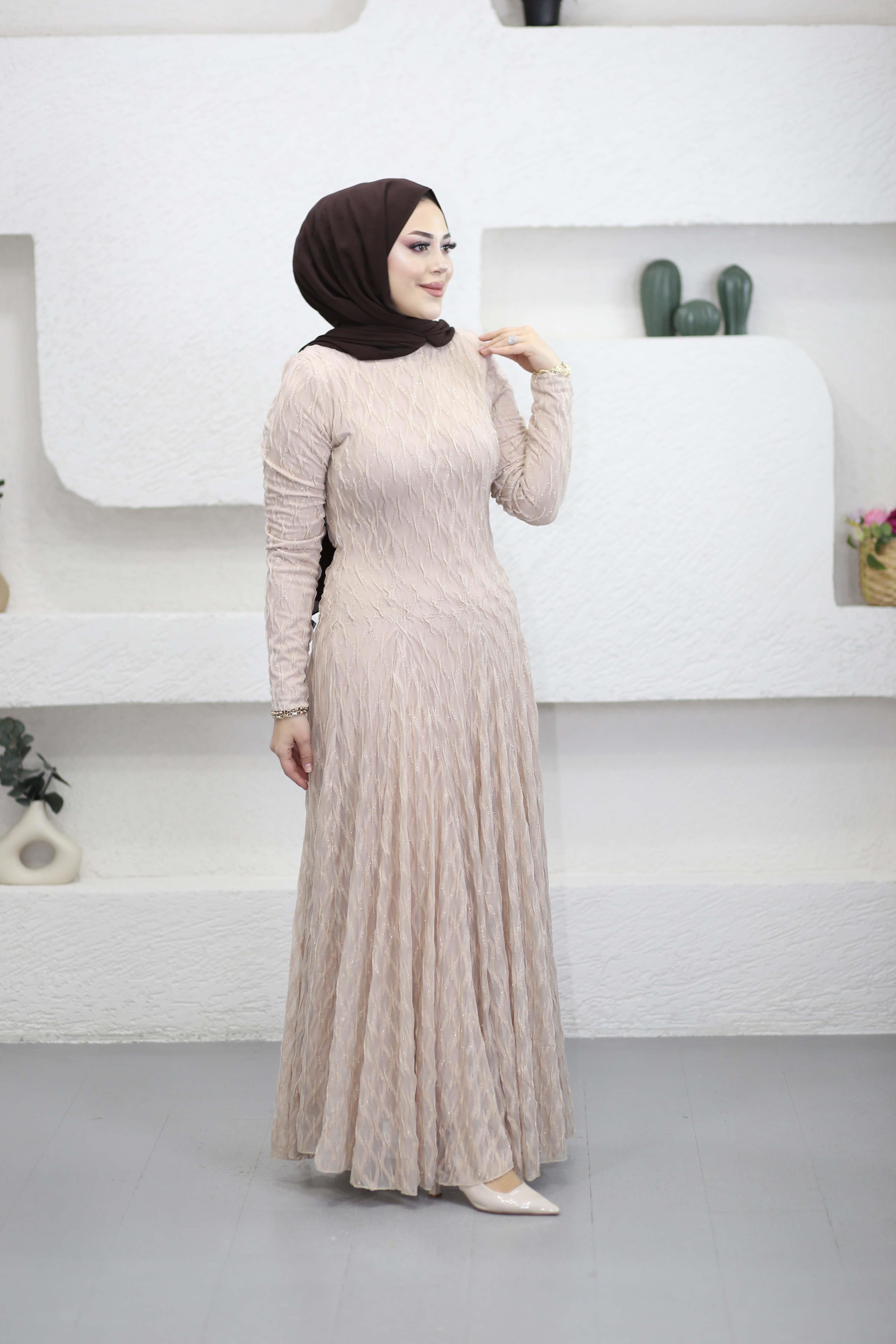 Yeşim Elbise Krem 6562