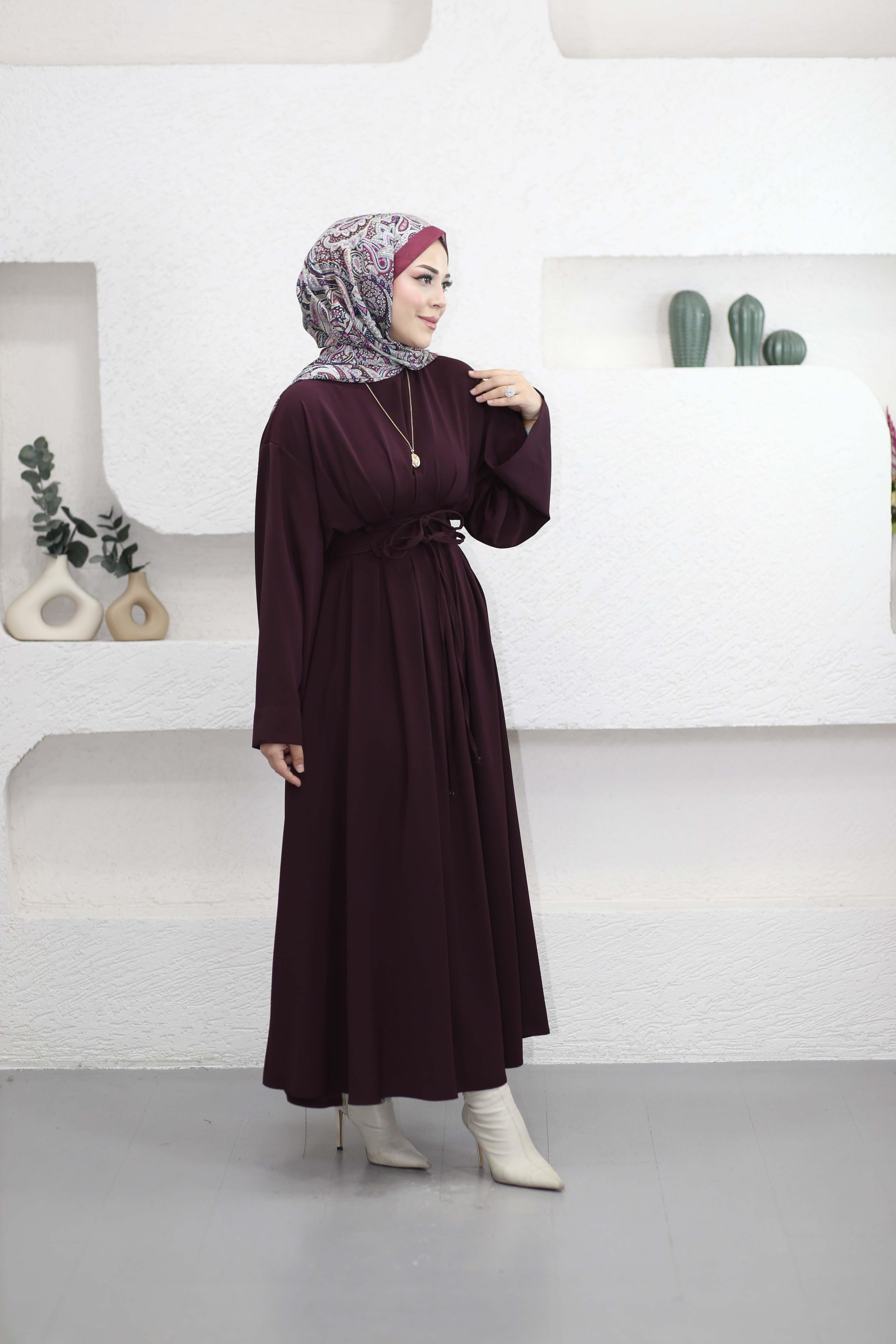 İriz Elbise Bordo 5003